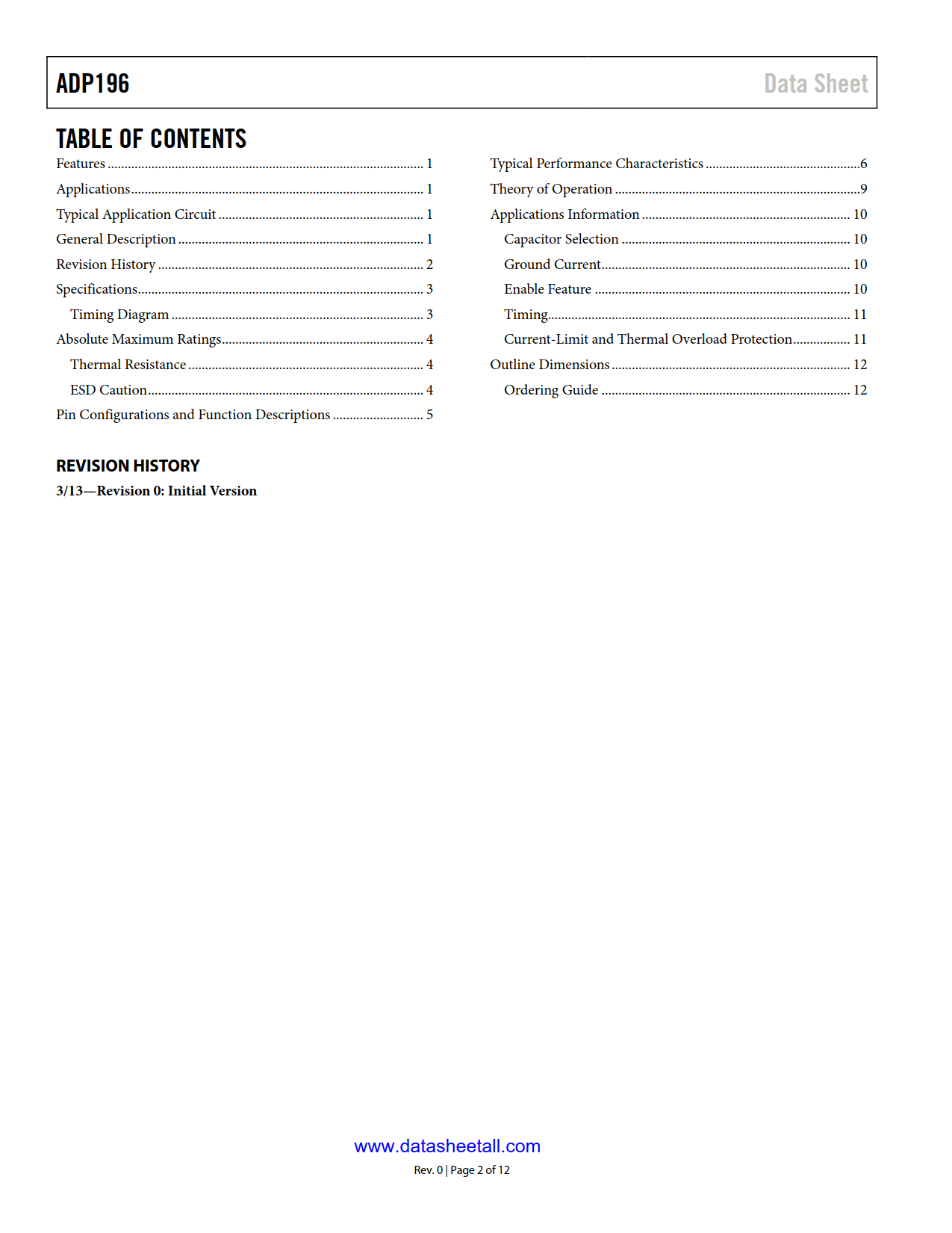 ADP196 Datasheet Page 2