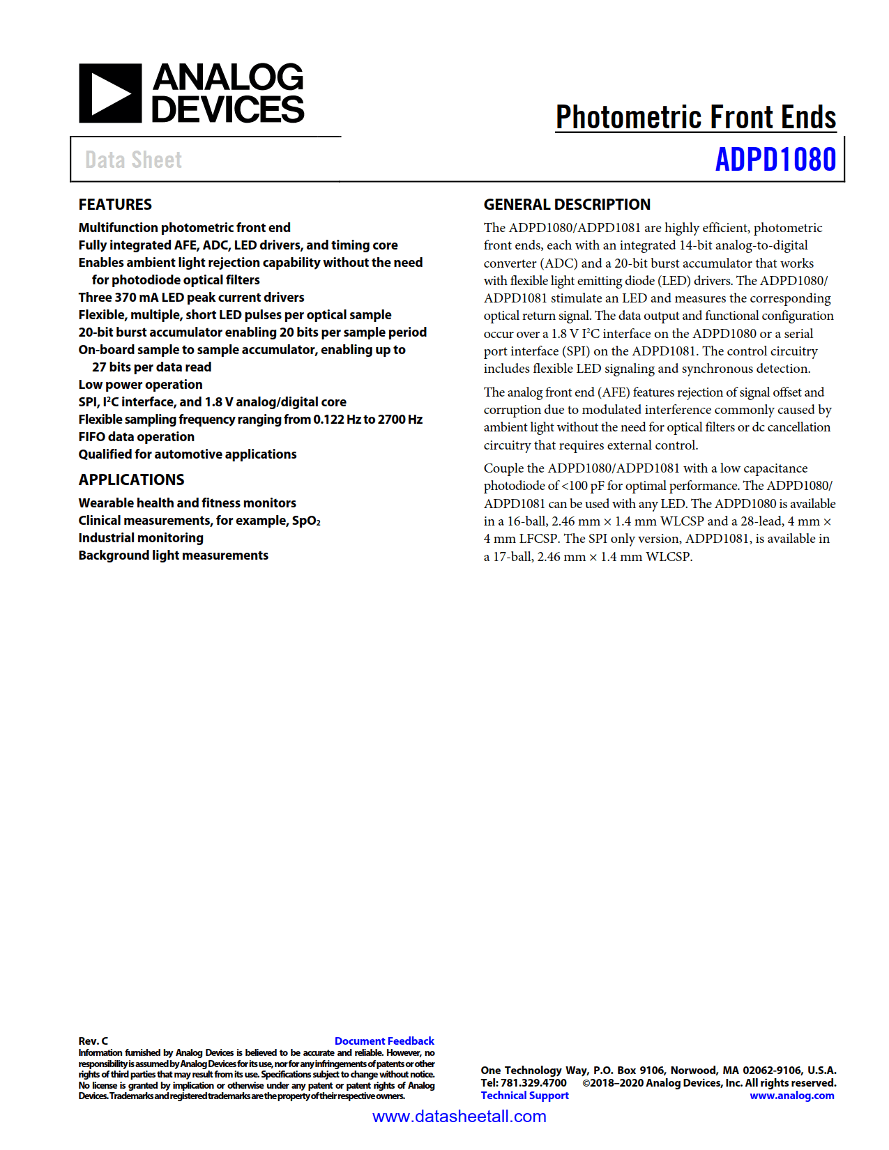 ADPD1080 Datasheet