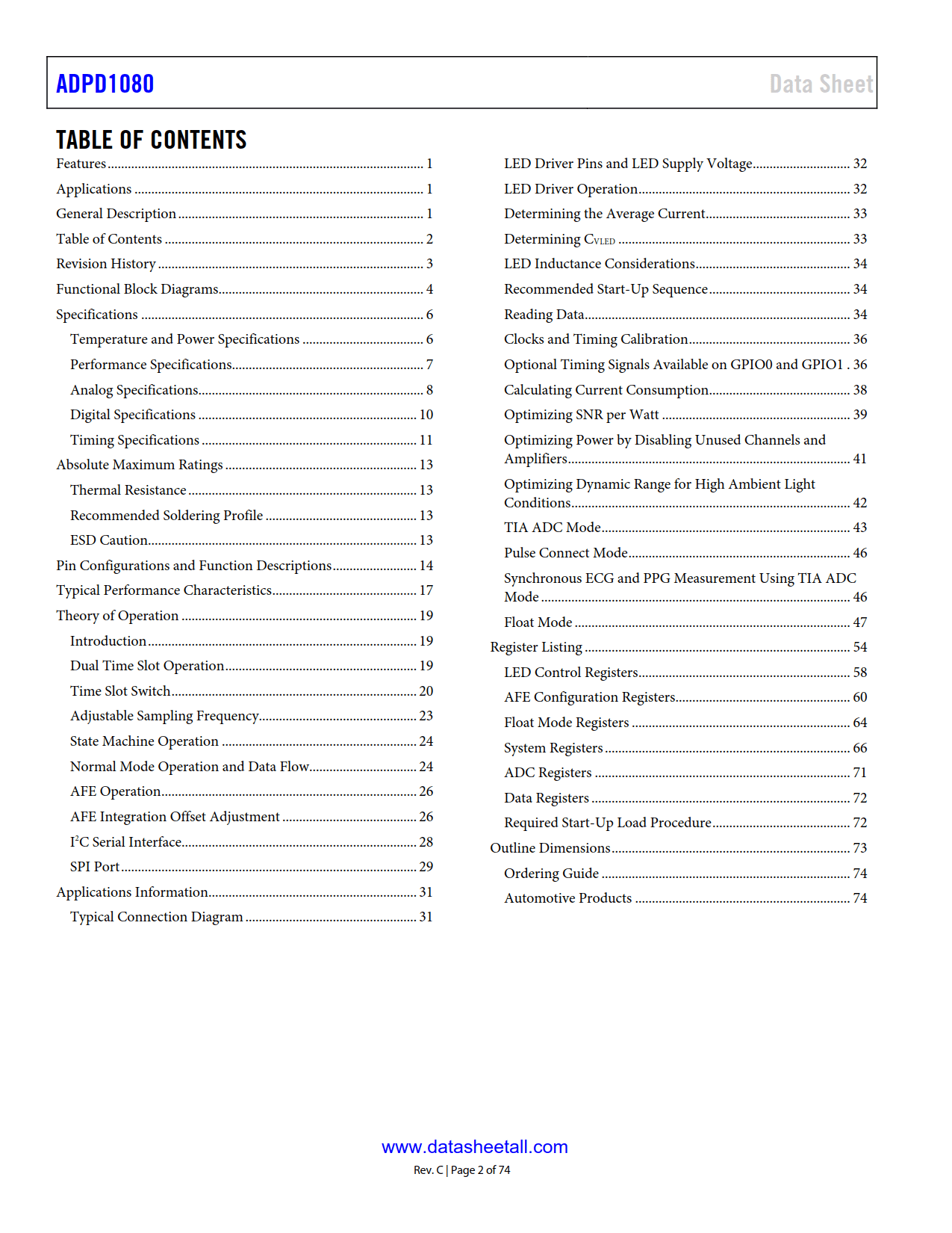 ADPD1080 Datasheet Page 2