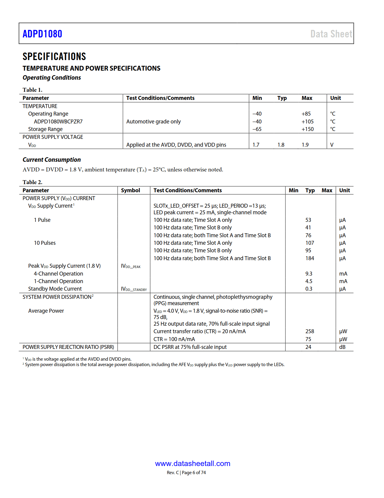 ADPD1080 Datasheet Page 6