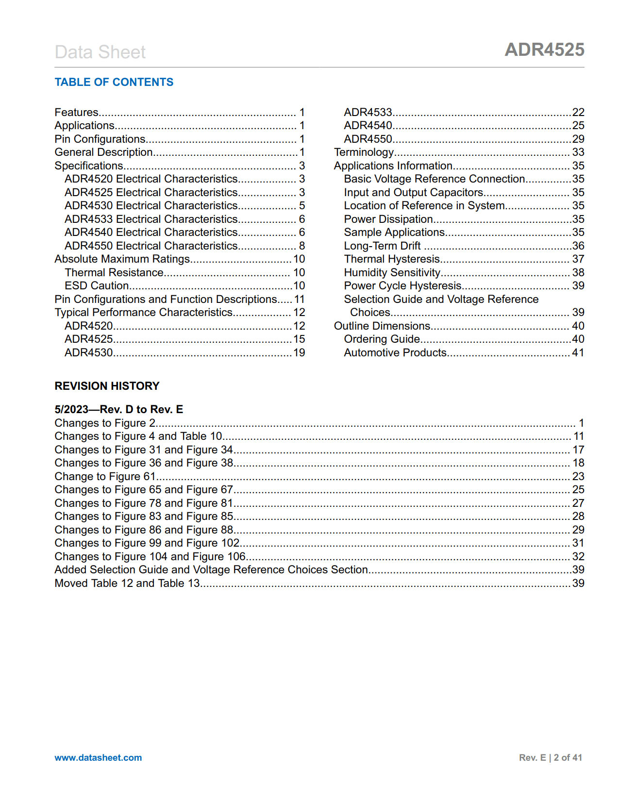 ADR4525 Datasheet Page 2