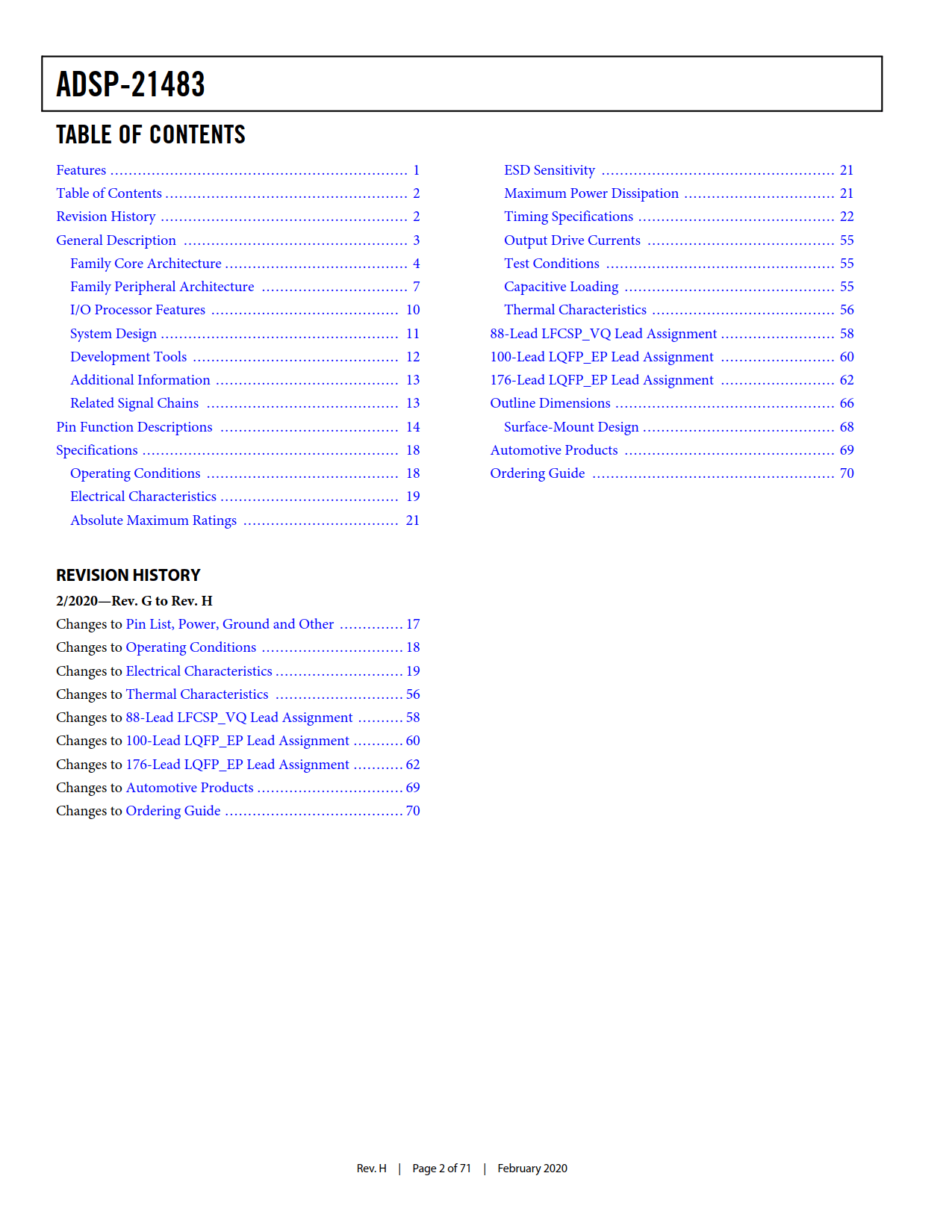 ADSP-21483 Datasheet Page 2