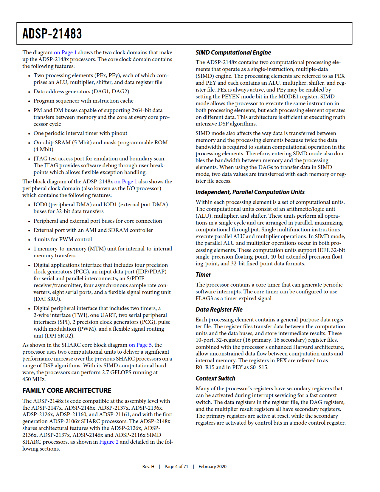 ADSP-21483 Datasheet Page 4