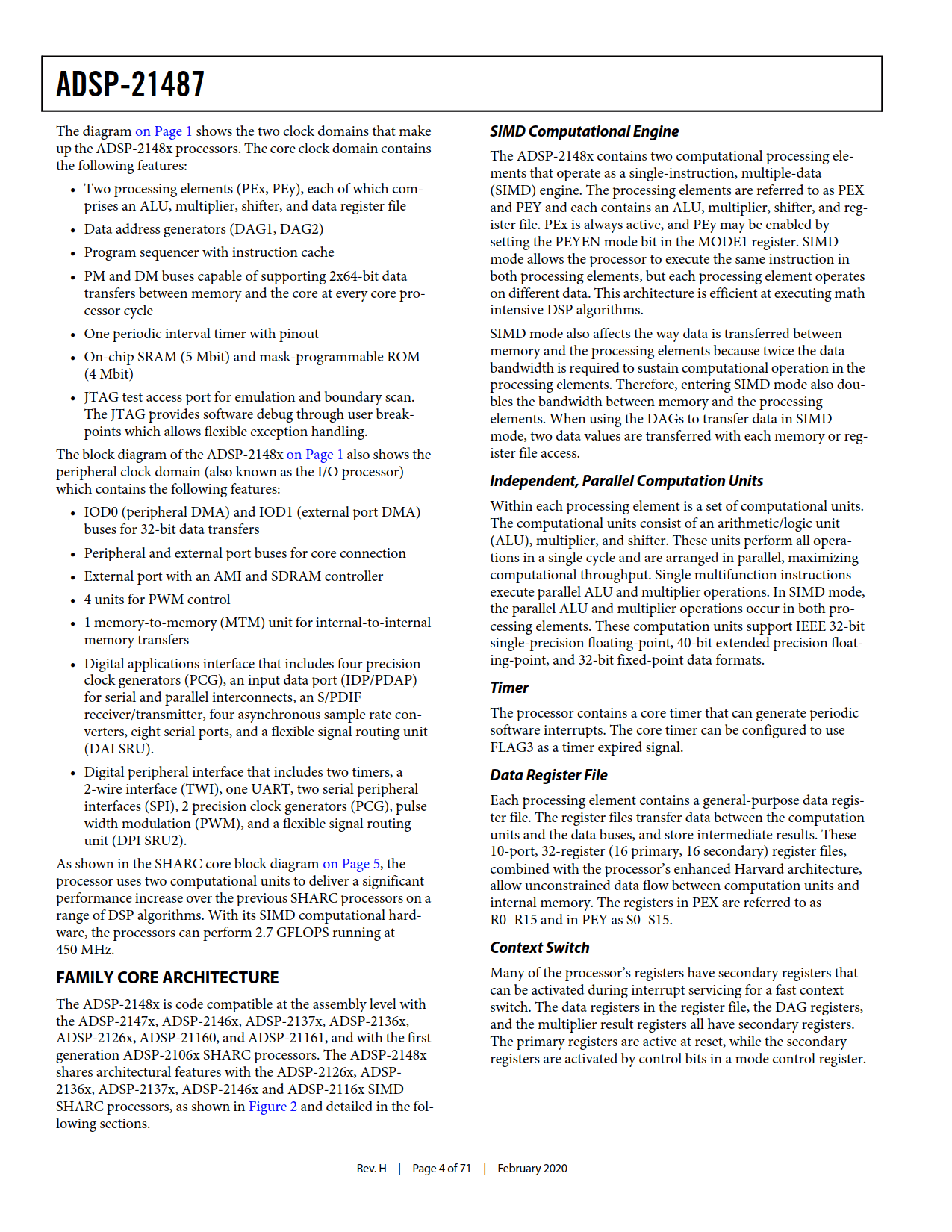 ADSP-21487 Datasheet Page 4