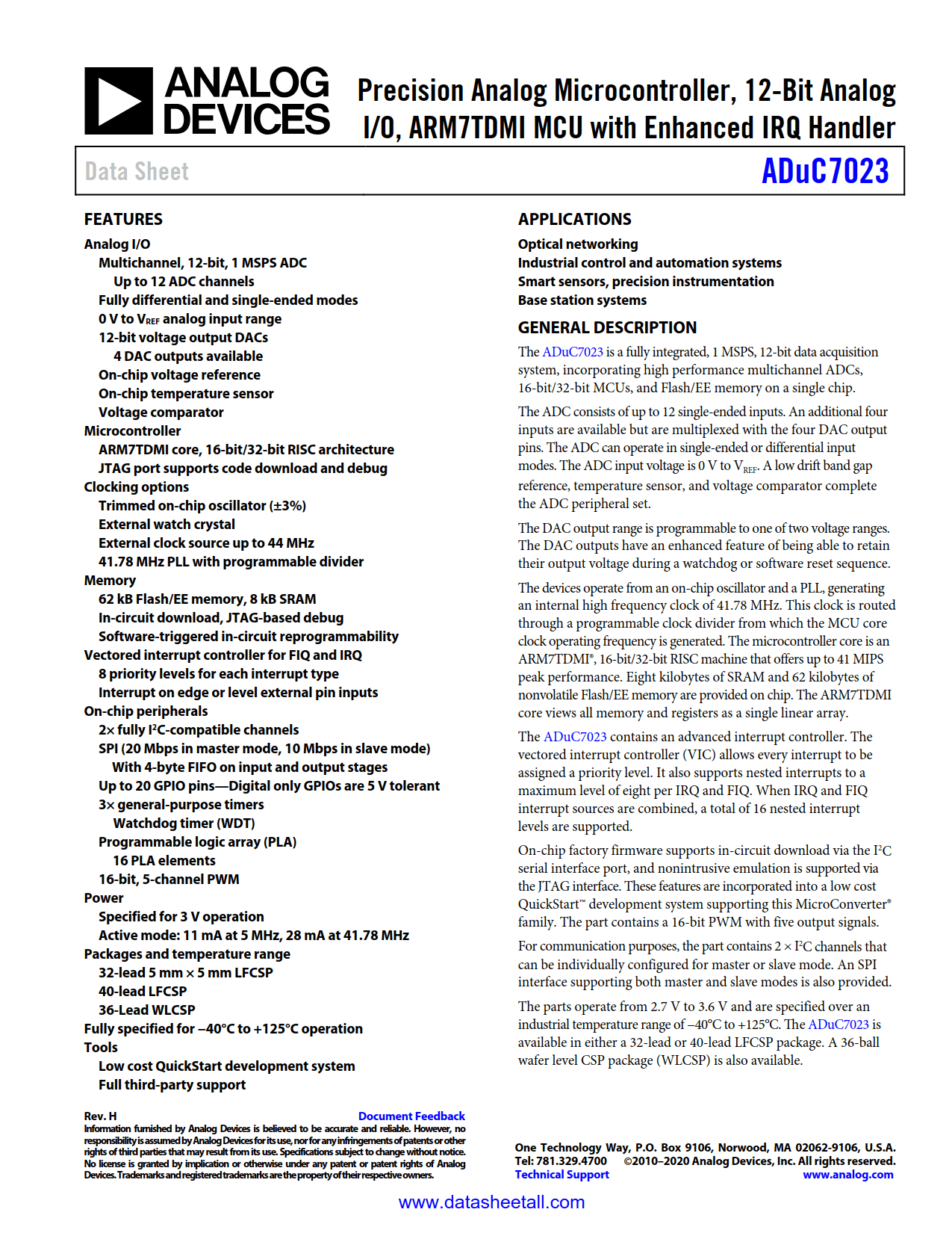 ADuC7023 Datasheet