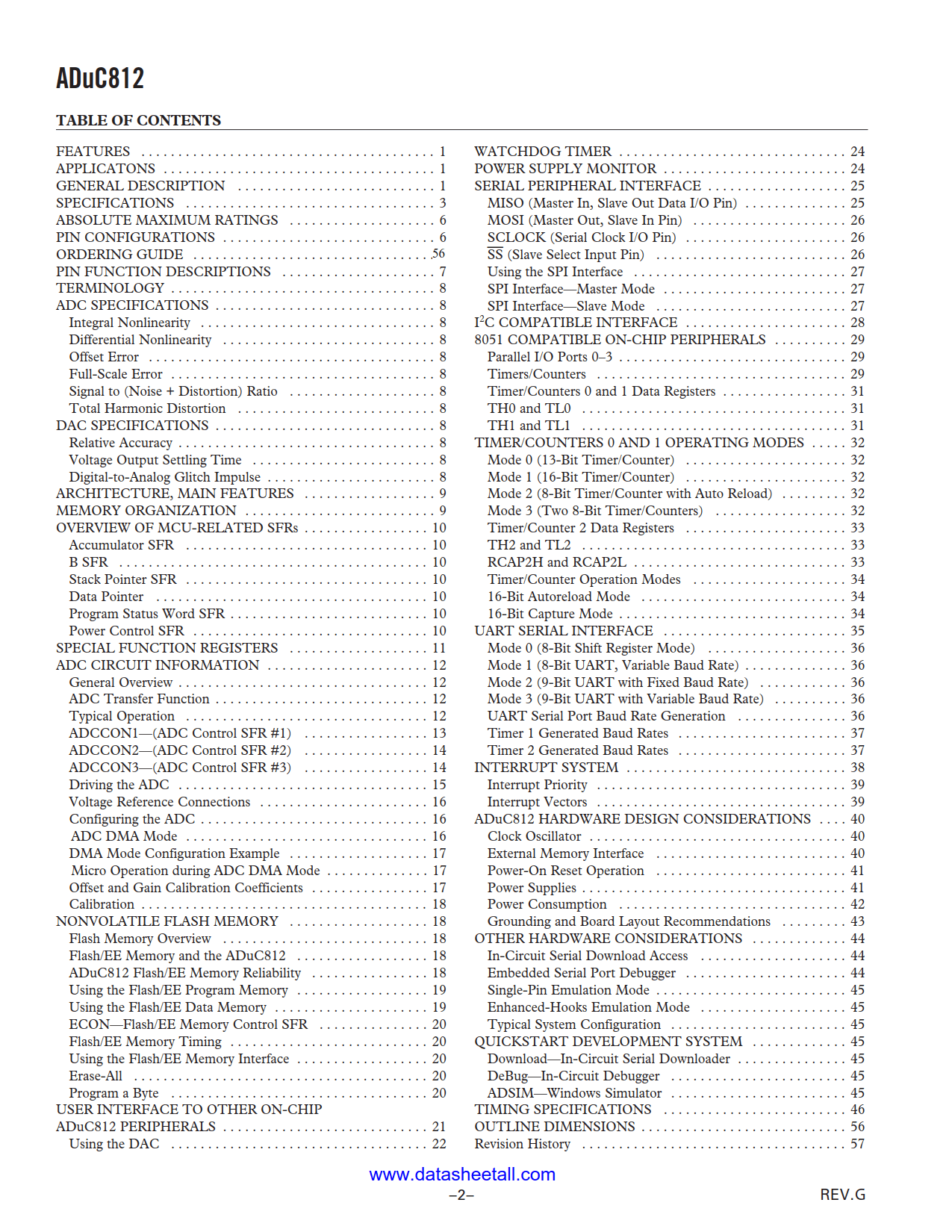 ADUC812 Datasheet Page 2