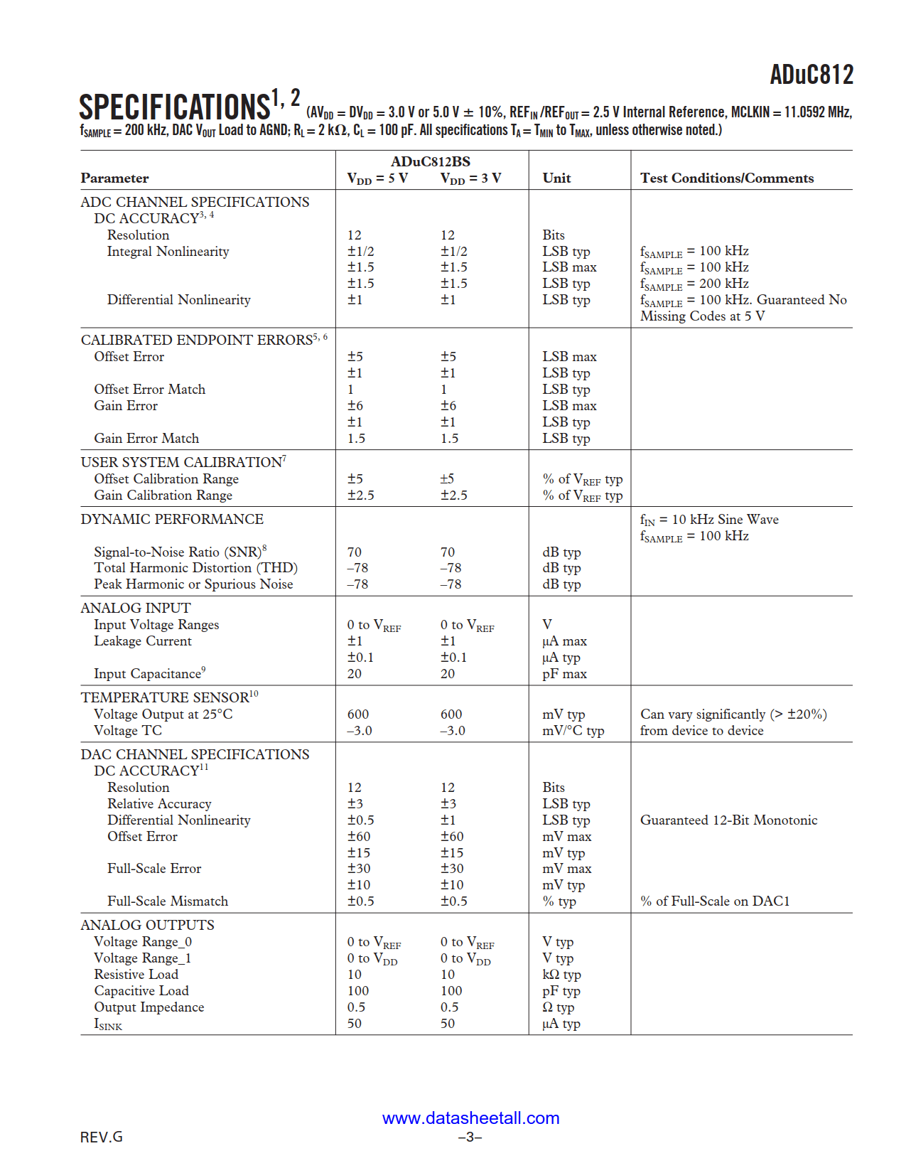 ADUC812 Datasheet Page 3