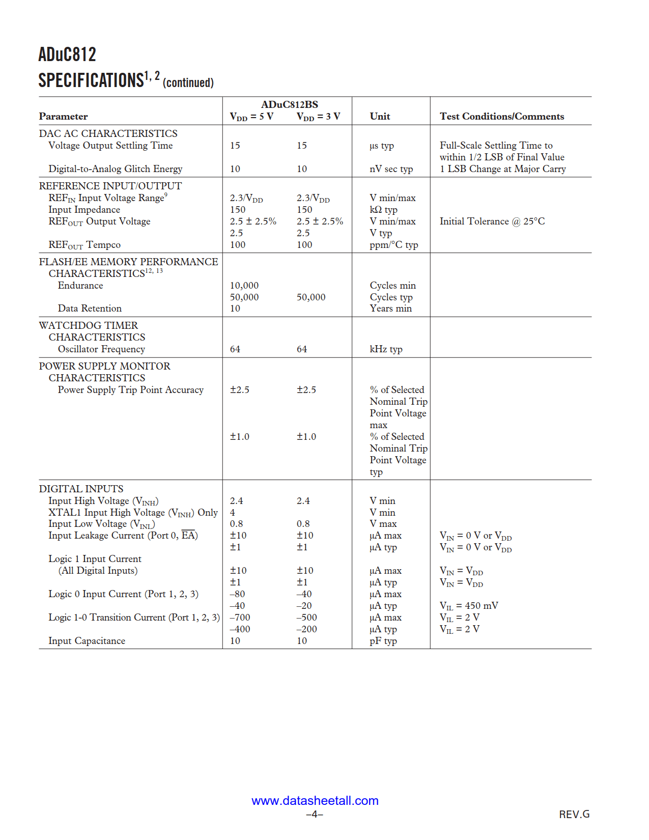 ADUC812 Datasheet Page 4