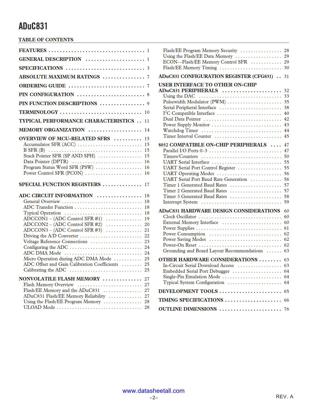 ADUC831 Datasheet Page 2