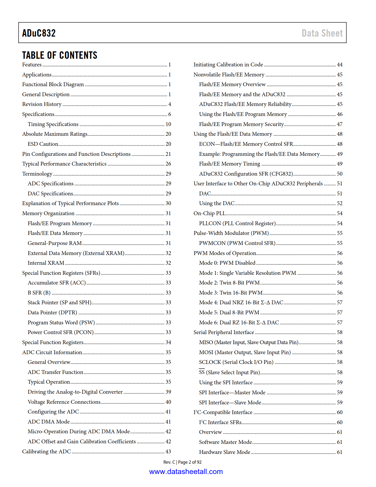 ADuC832 Datasheet Page 2