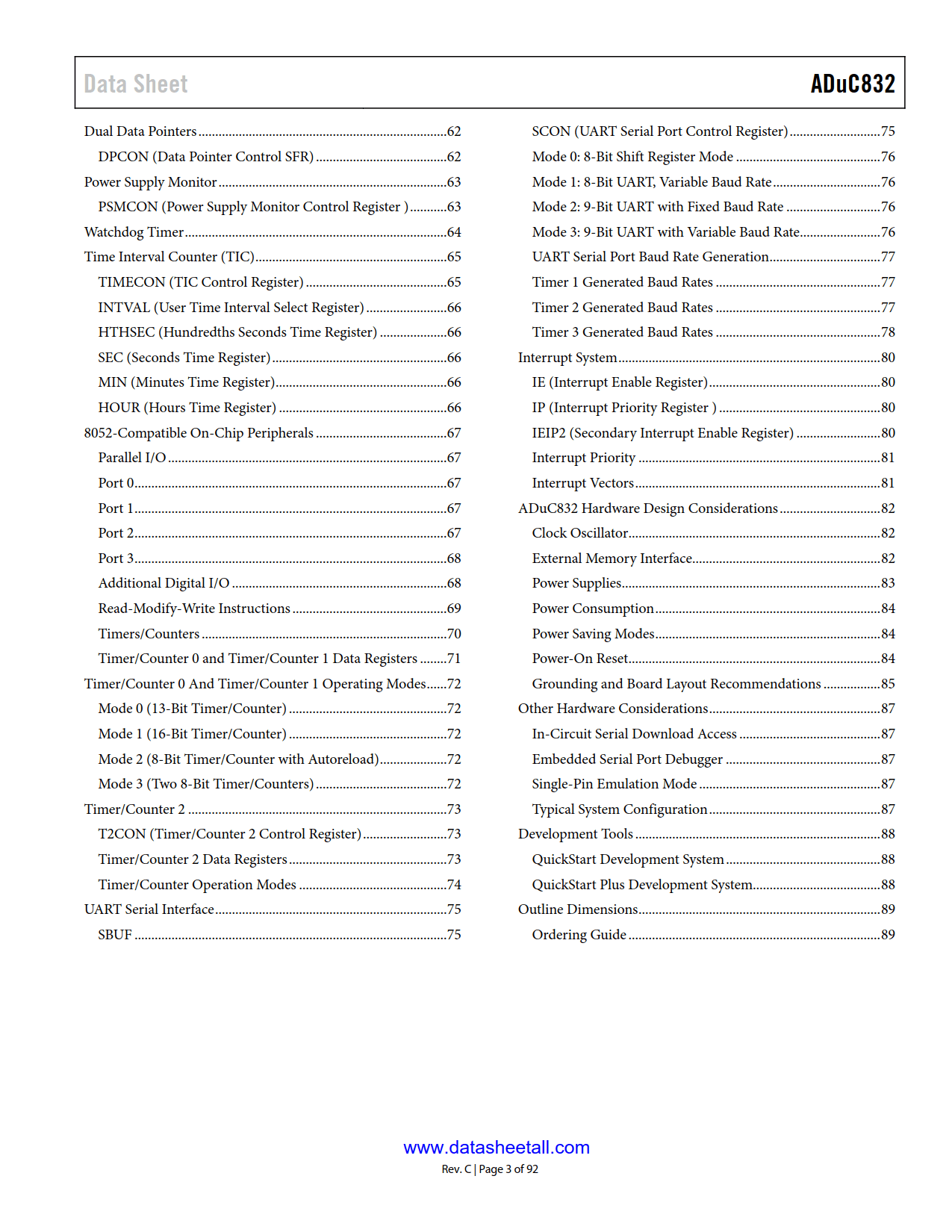 ADuC832 Datasheet Page 3