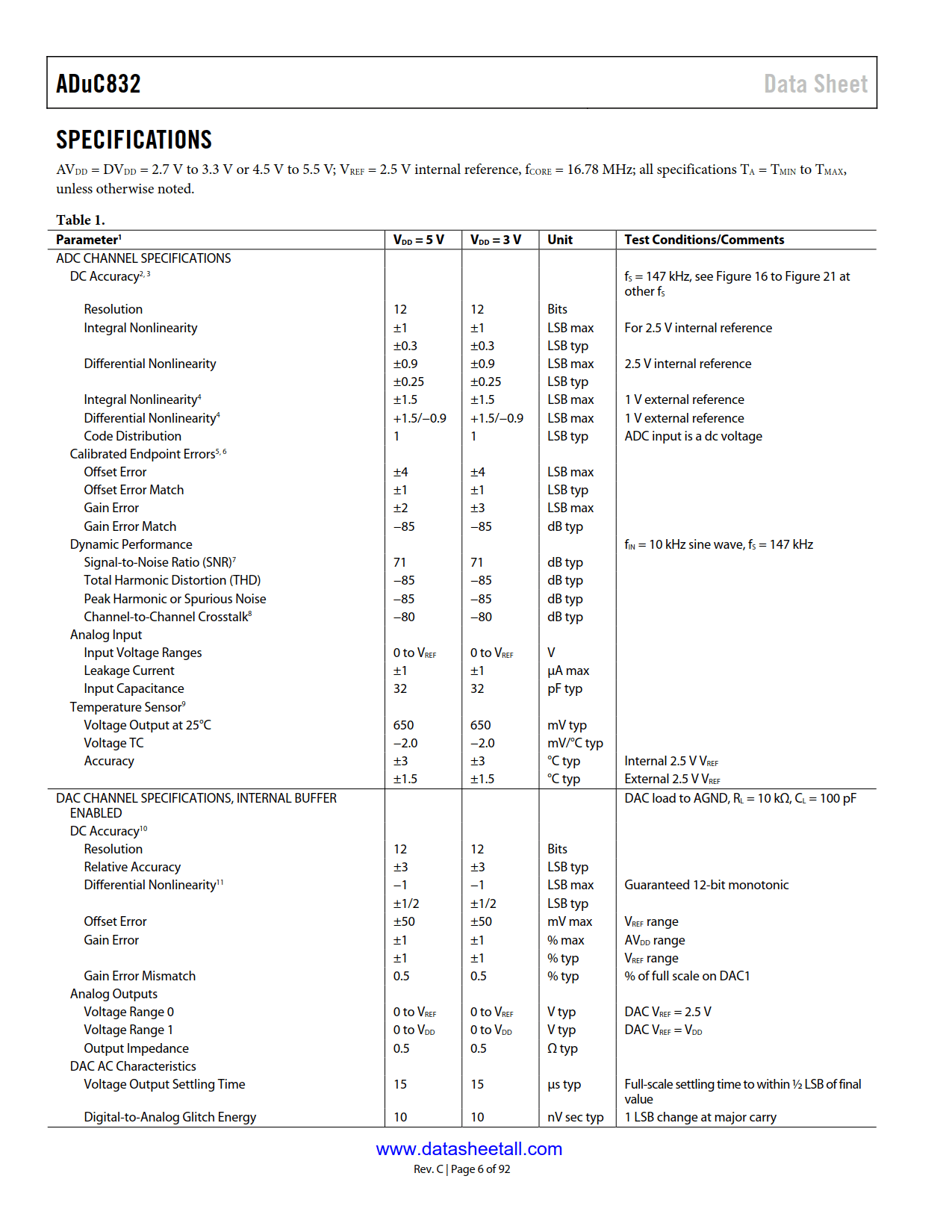 ADuC832 Datasheet Page 6