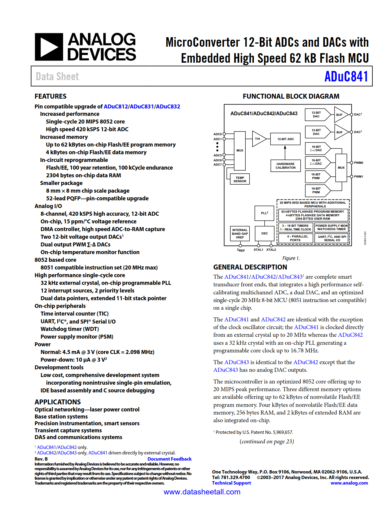 ADuC841 Datasheet