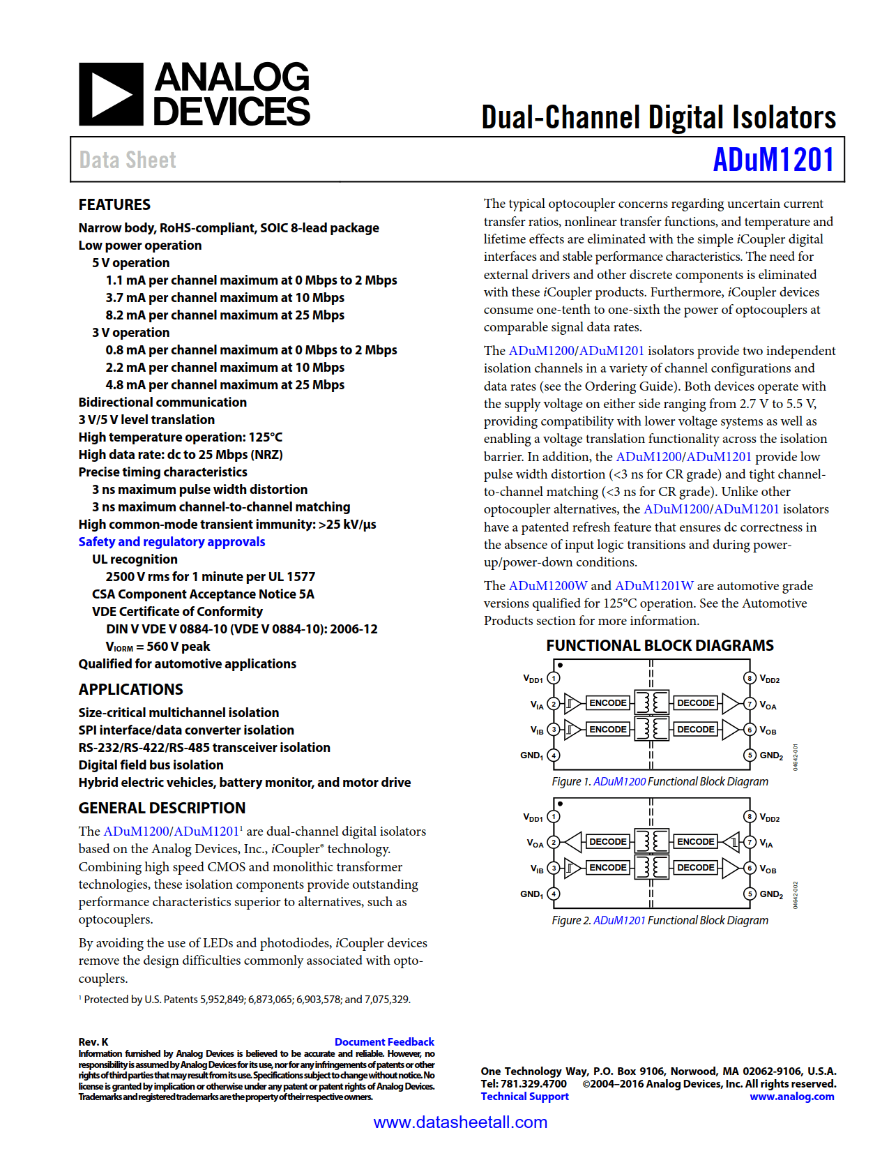 ADUM1201 Datasheet