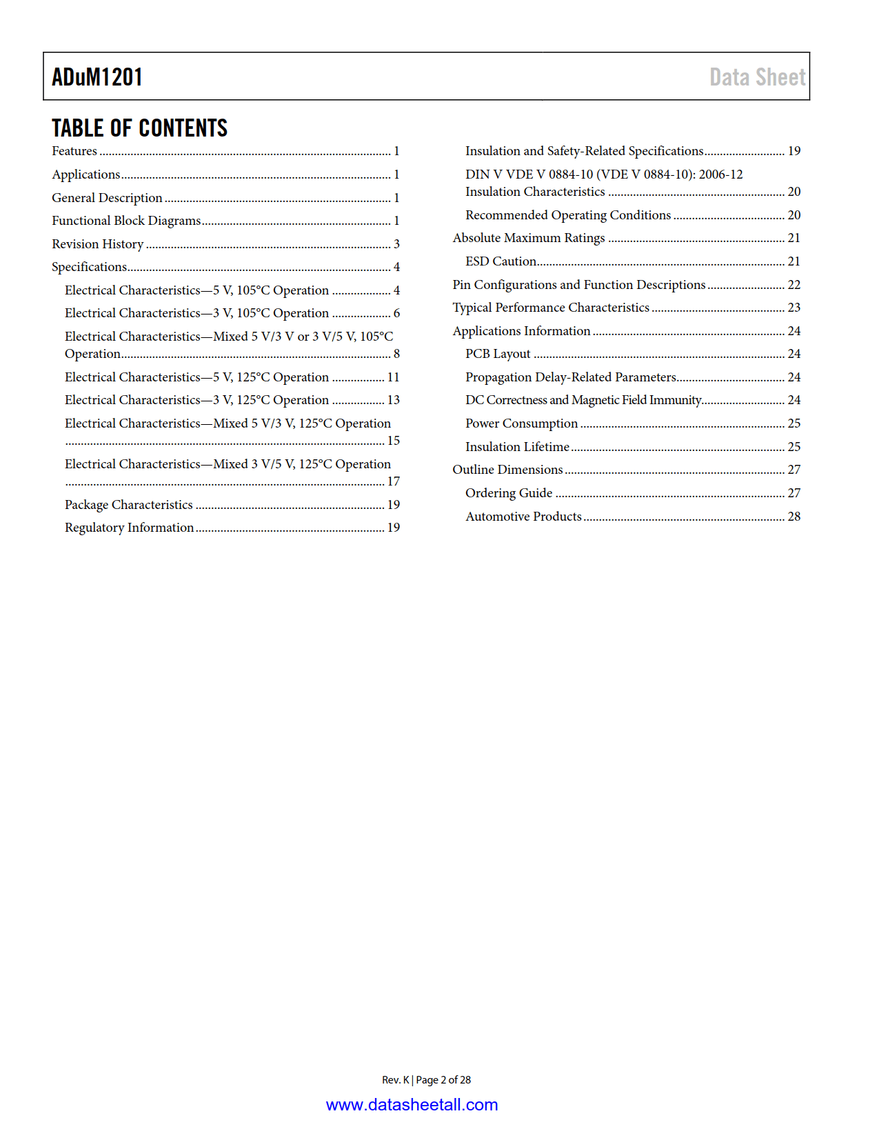 ADUM1201 Datasheet Page 2