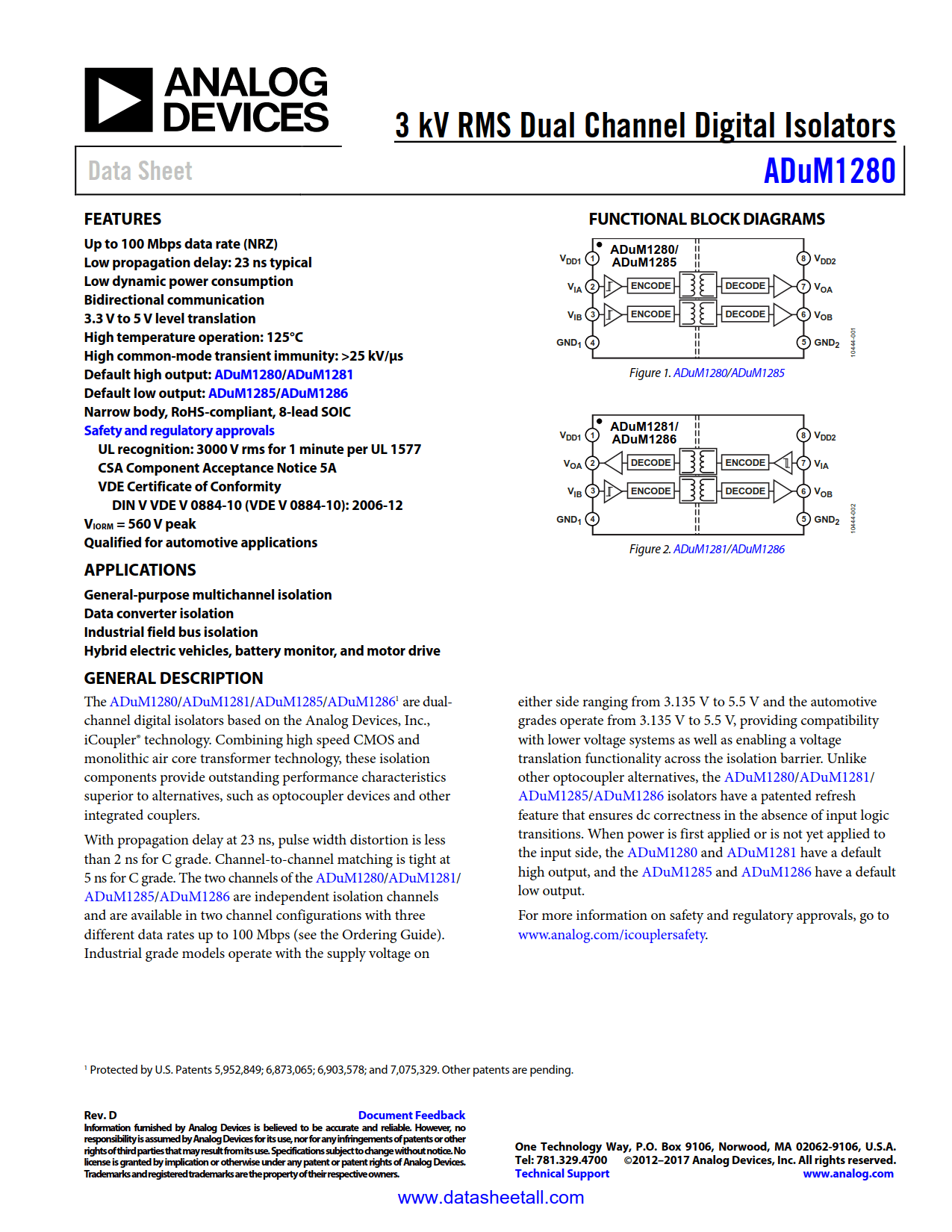 ADuM1280 Datasheet