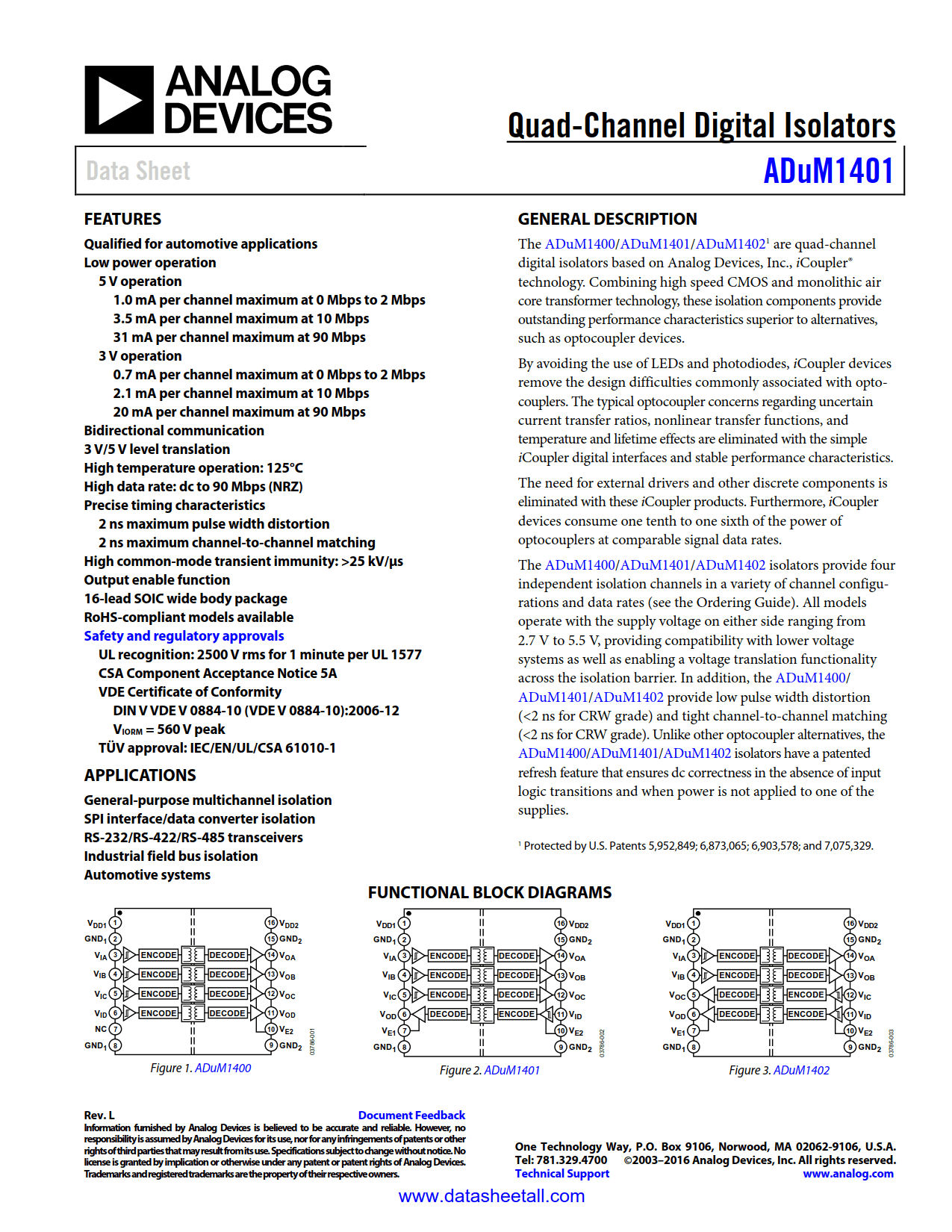 ADuM1401 Datasheet