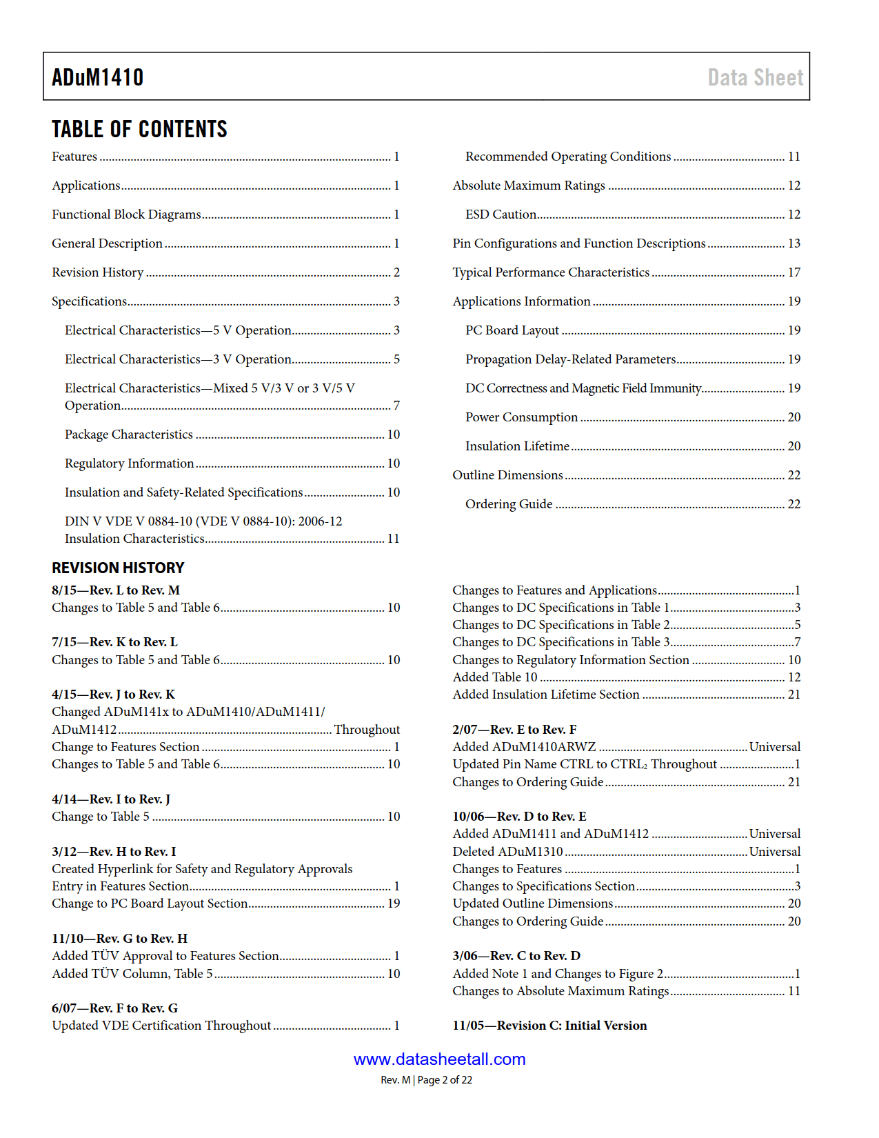 ADuM1410 Datasheet Page 2