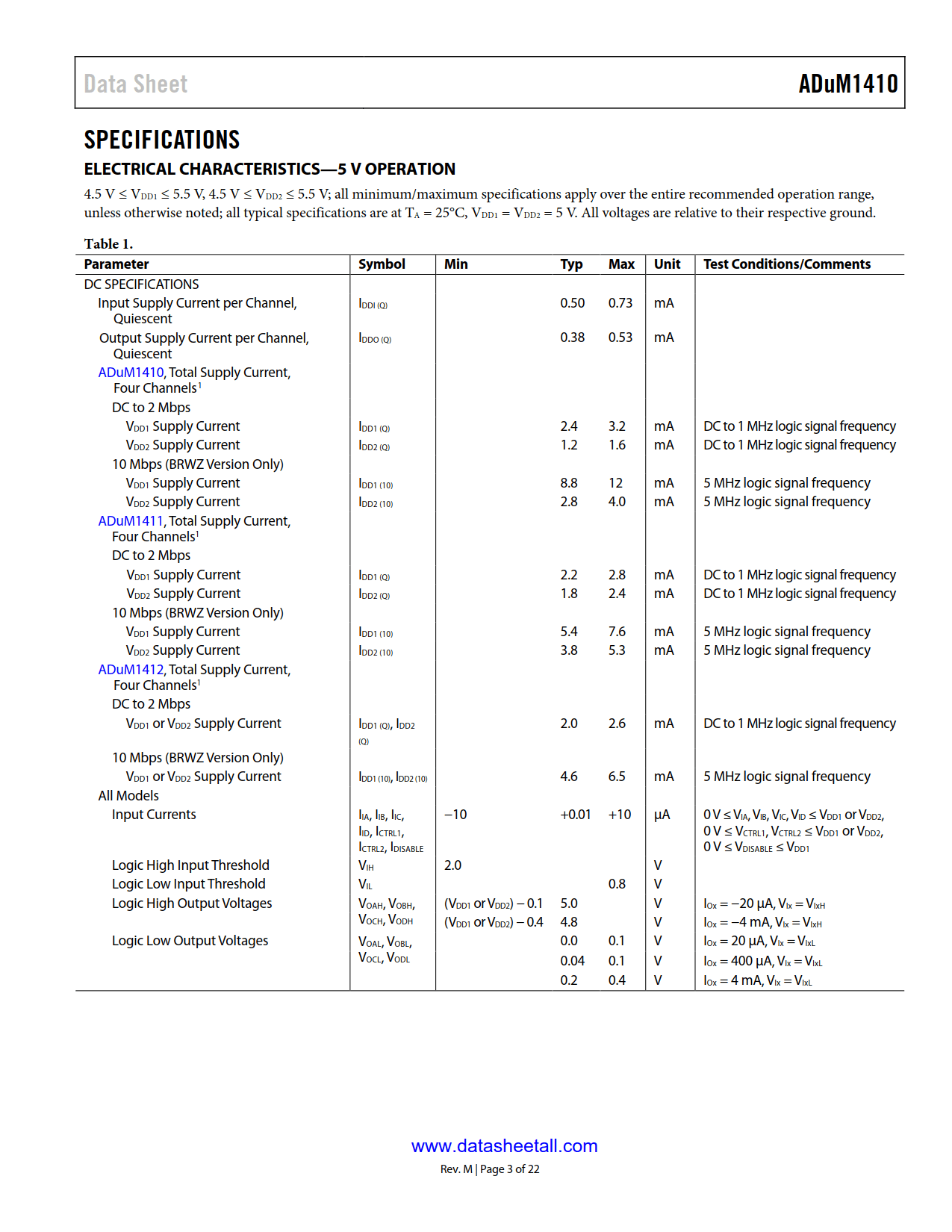 ADuM1410 Datasheet Page 3