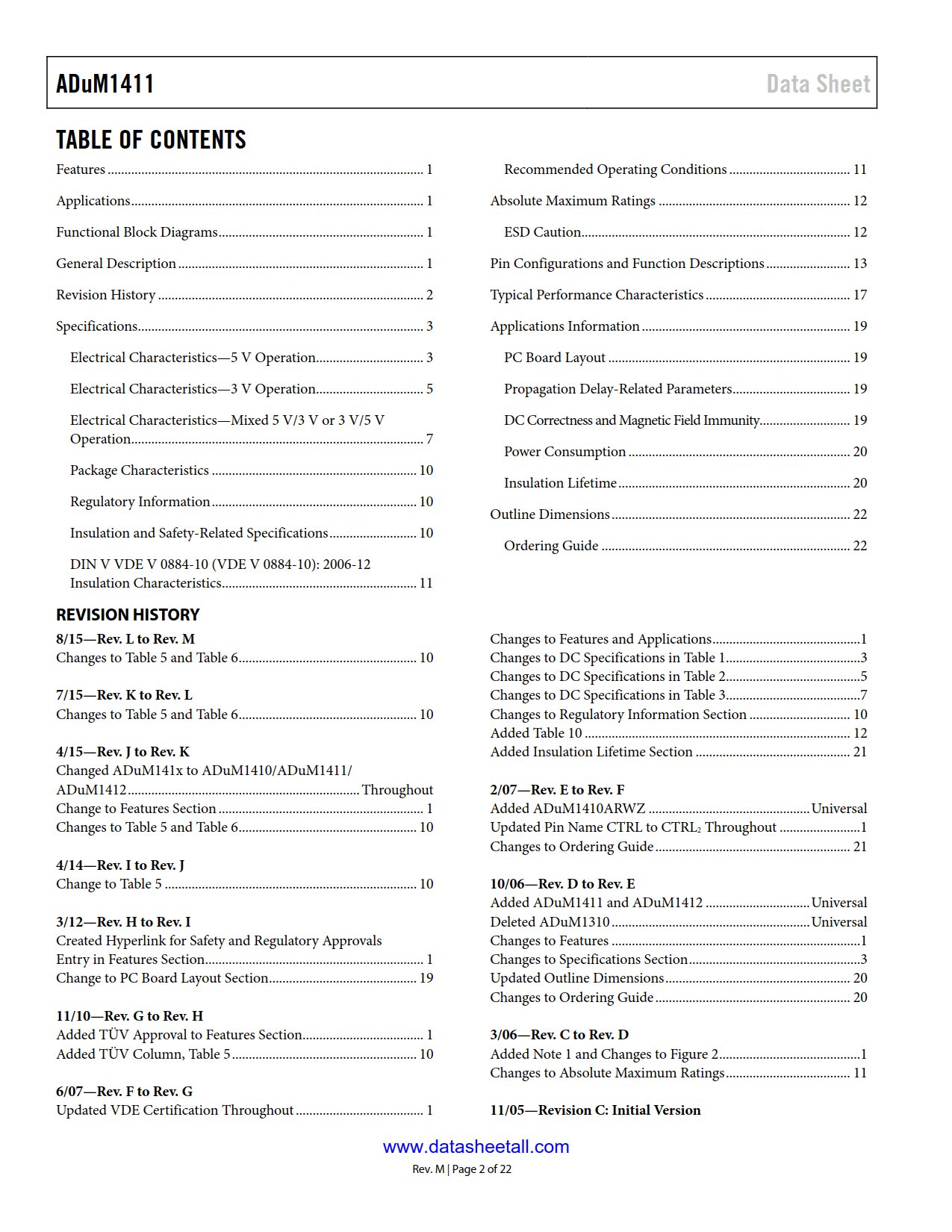 ADuM1411 Datasheet Page 2