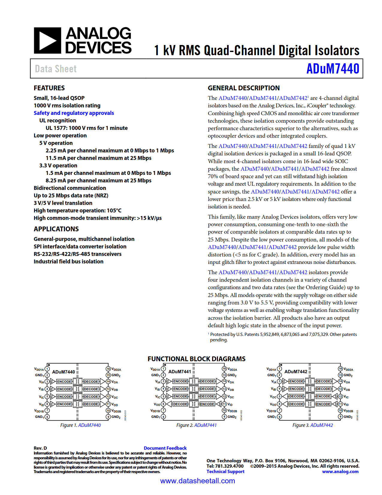 ADuM7440 Datasheet