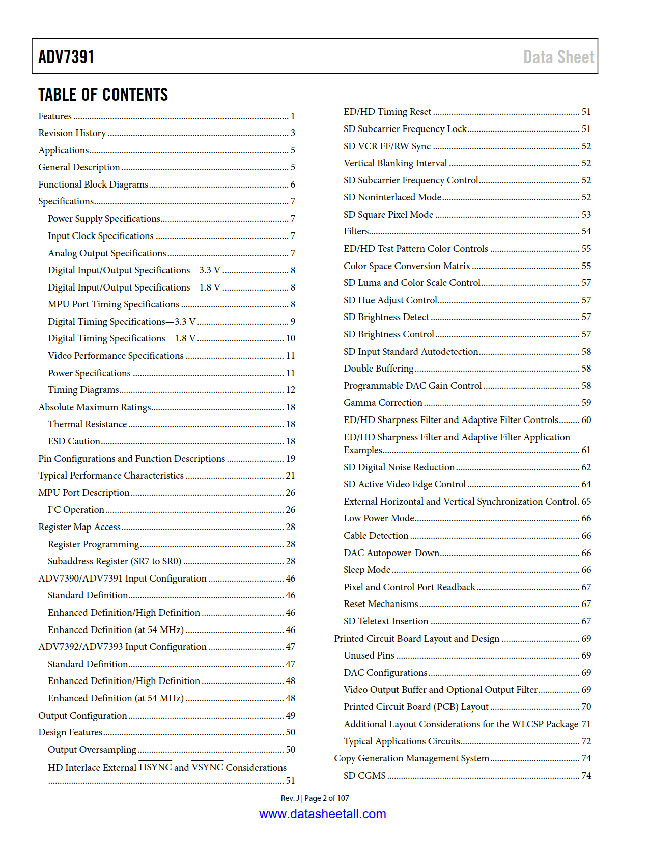 ADV7391 Datasheet Page 2