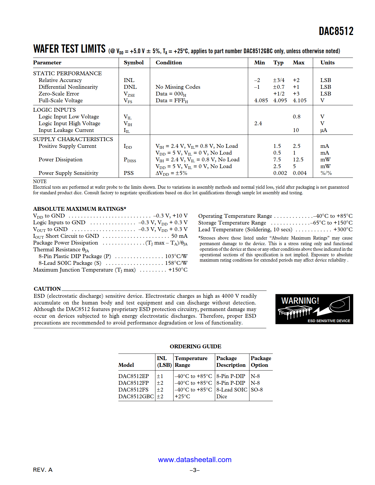 DAC8512 Datasheet Page 3