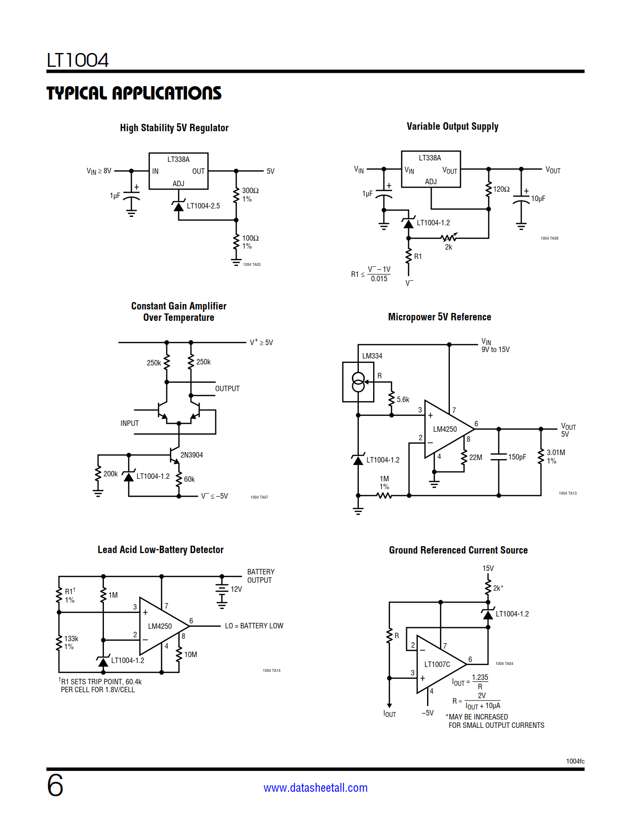 LT1004 Datasheet Page 6