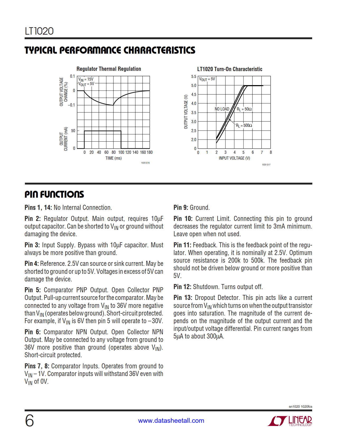 LT1020 Datasheet Page 6