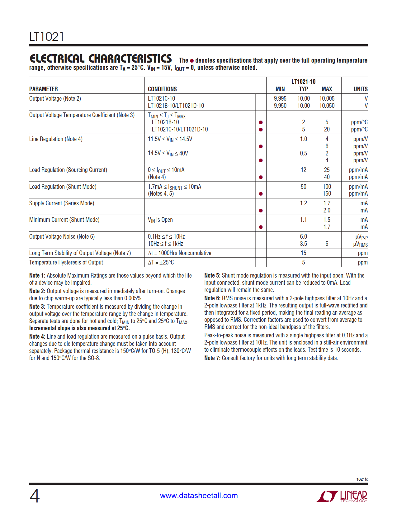 LT1021 Datasheet Page 4