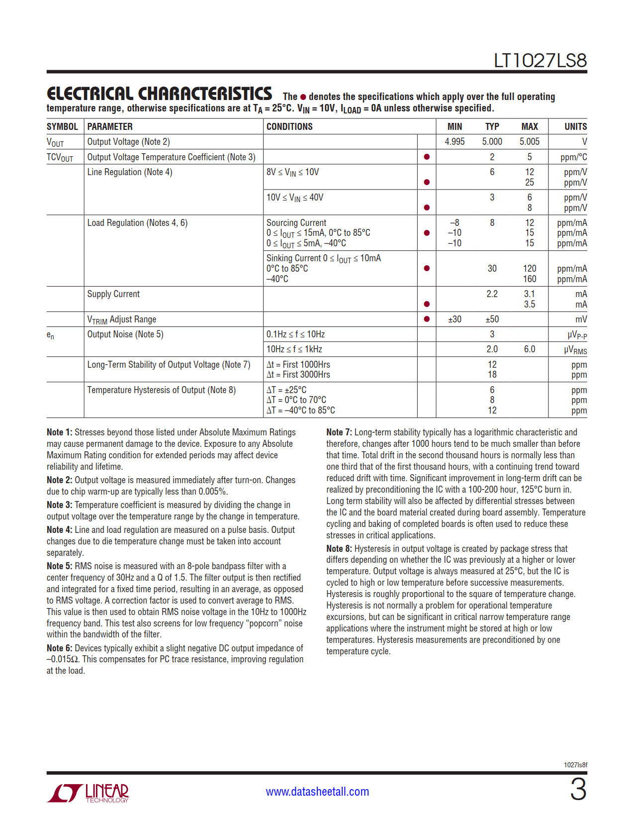 LT1027LS8 Datasheet Page 3