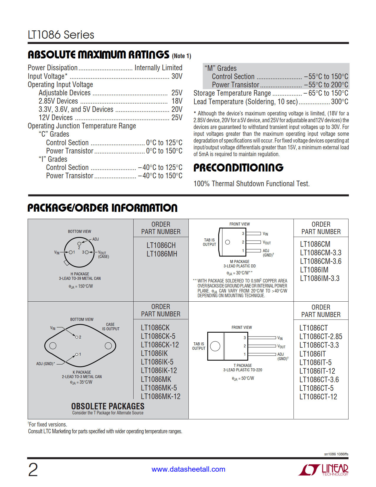 LT1086 Datasheet Page 2