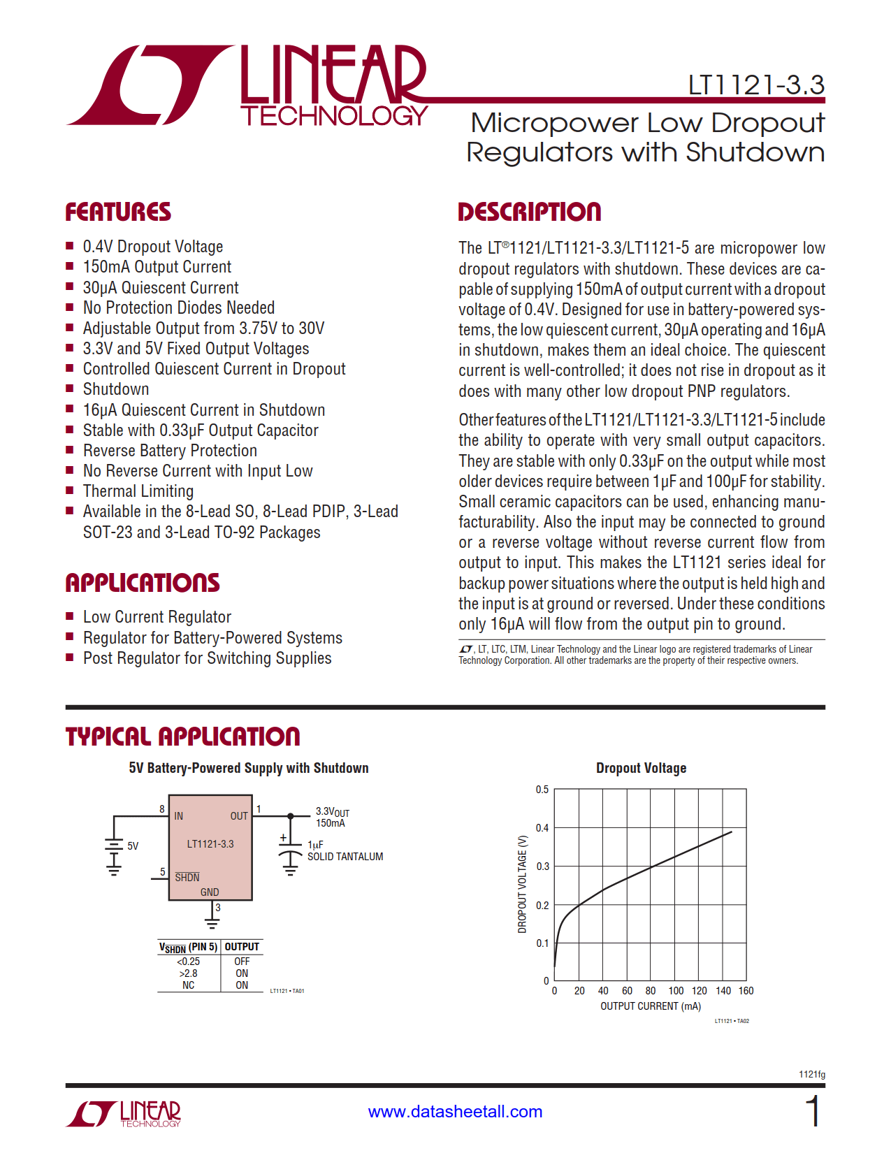 LT1121-3.3 Datasheet