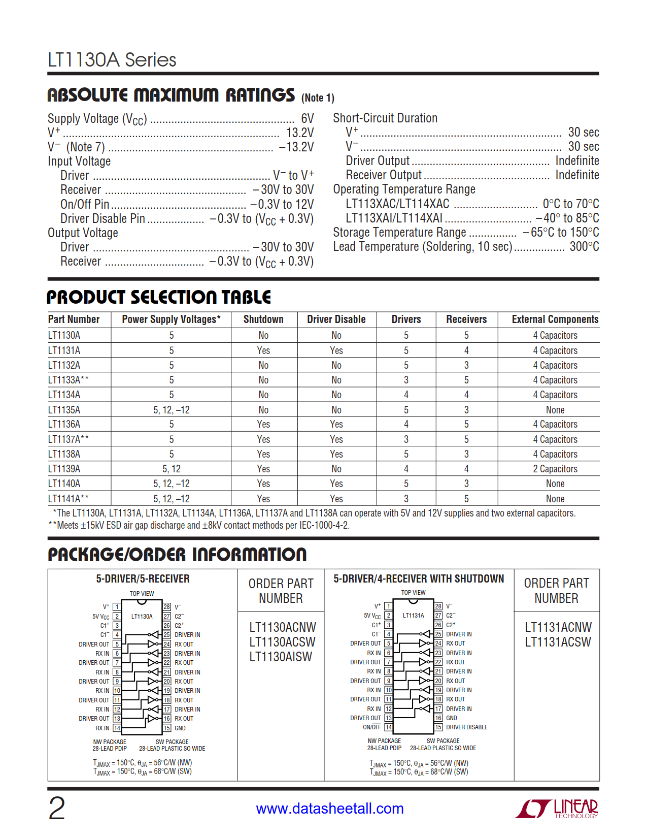 LT1130A Datasheet Page 2