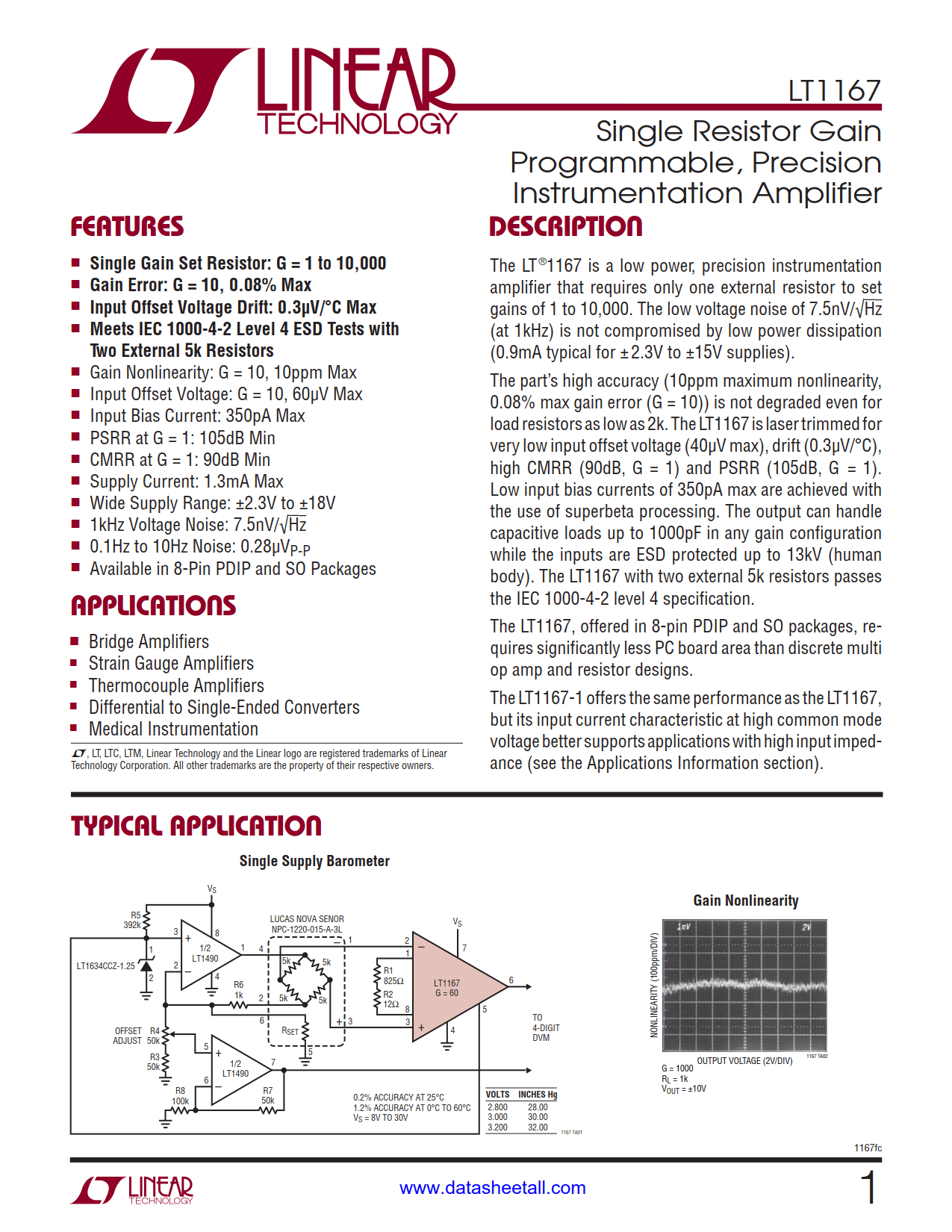 LT1167 Datasheet