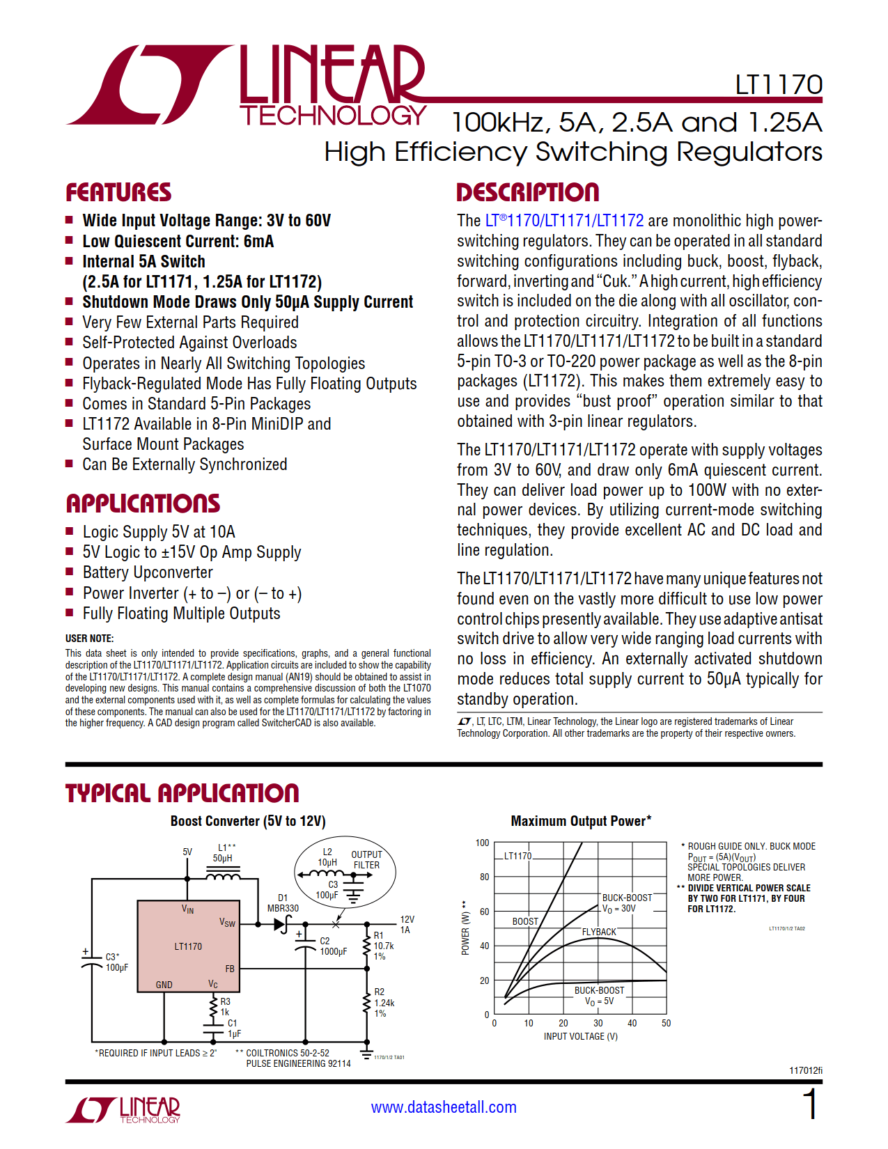 LT1170 Datasheet