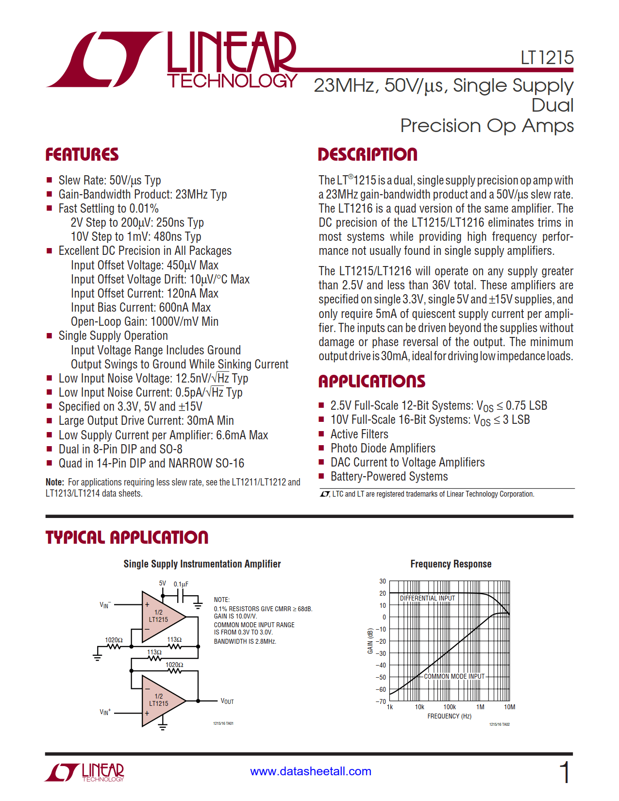 LT1215 Datasheet