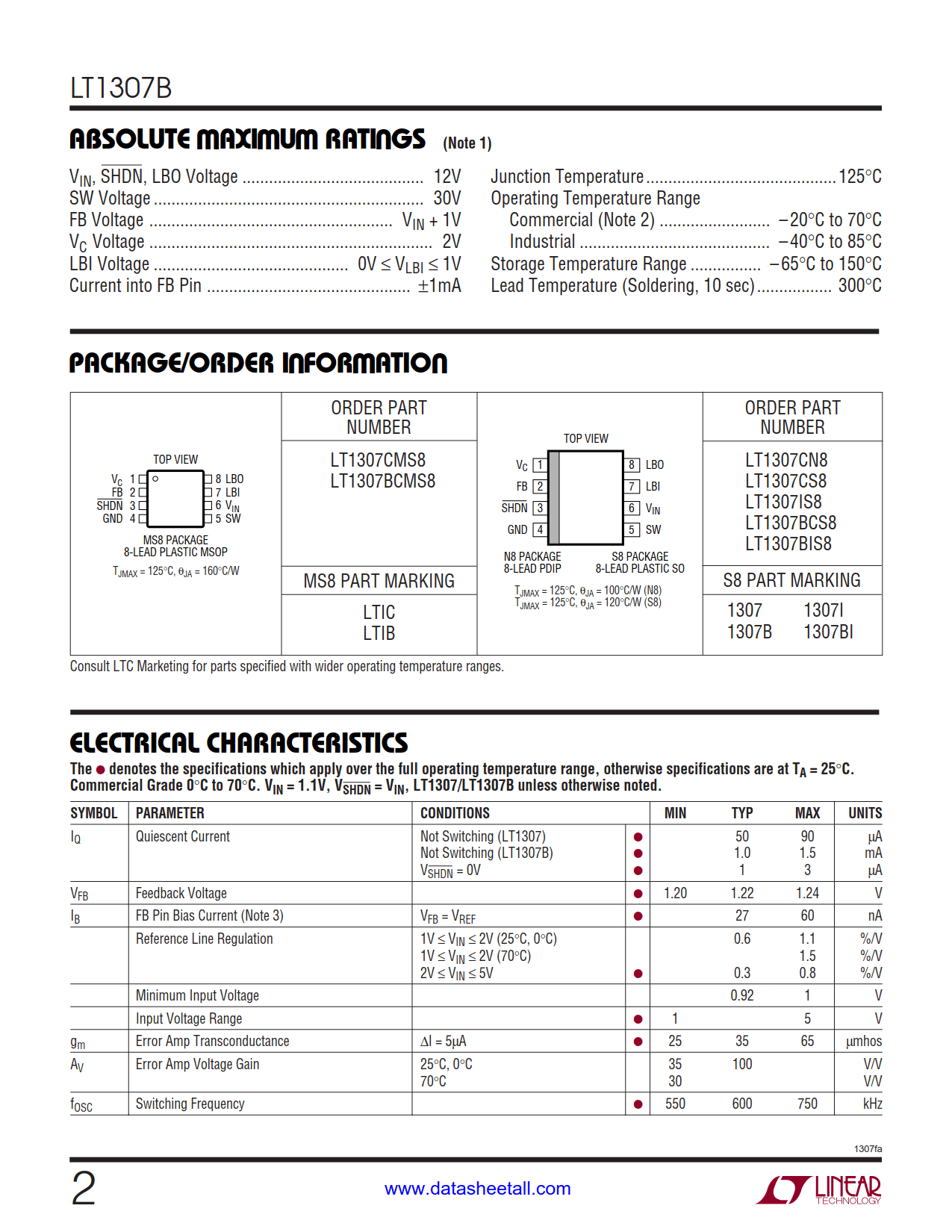 LT1307B Datasheet Page 2