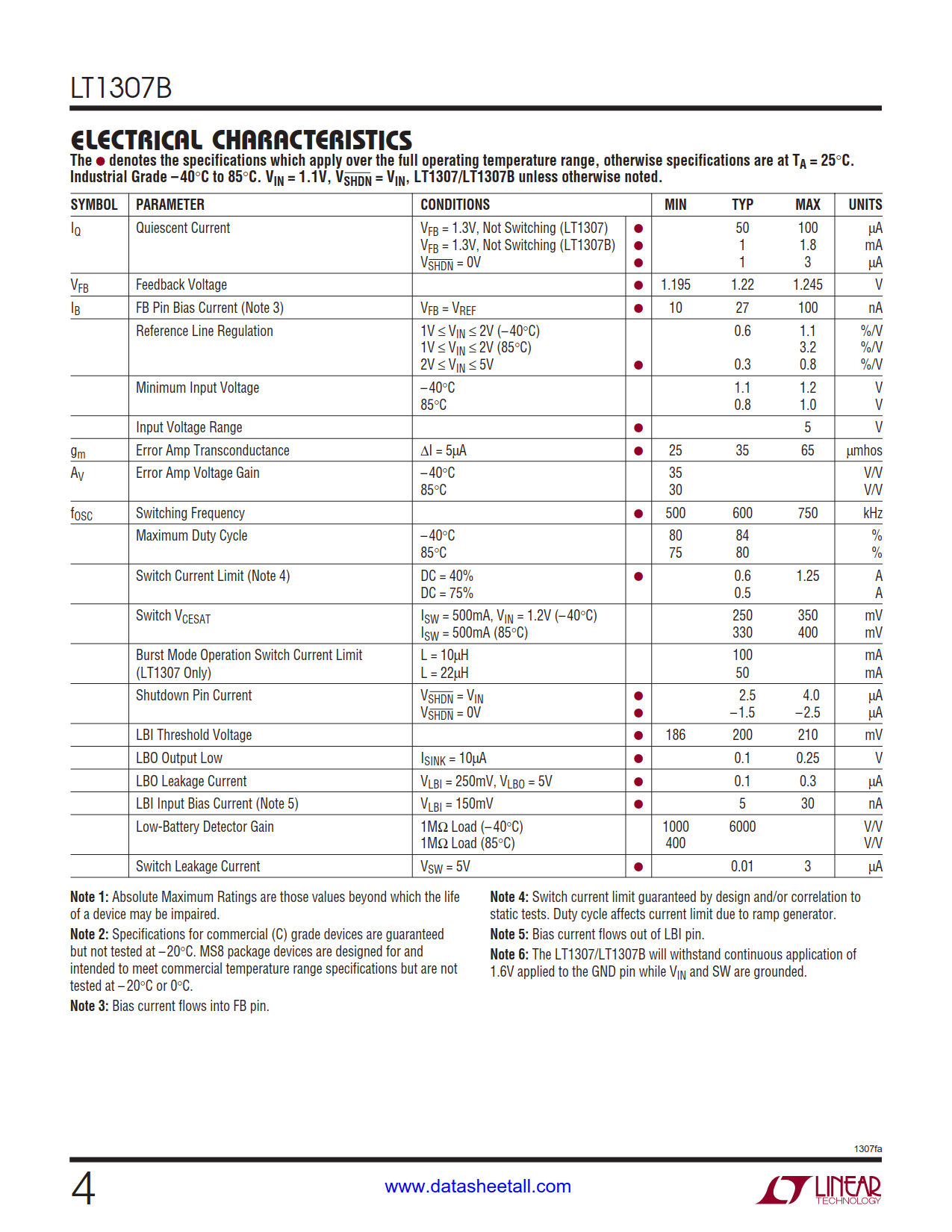 LT1307B Datasheet Page 4