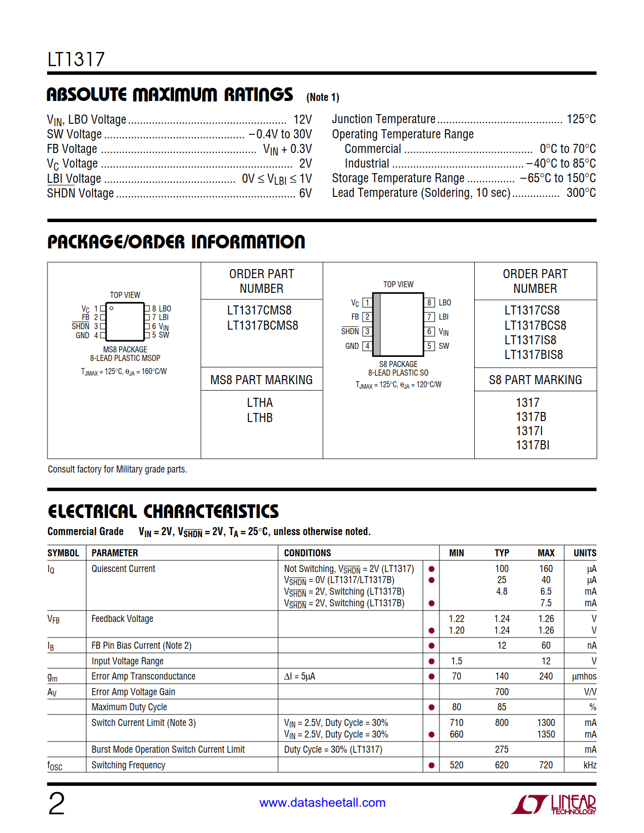 LT1317 Datasheet Page 2