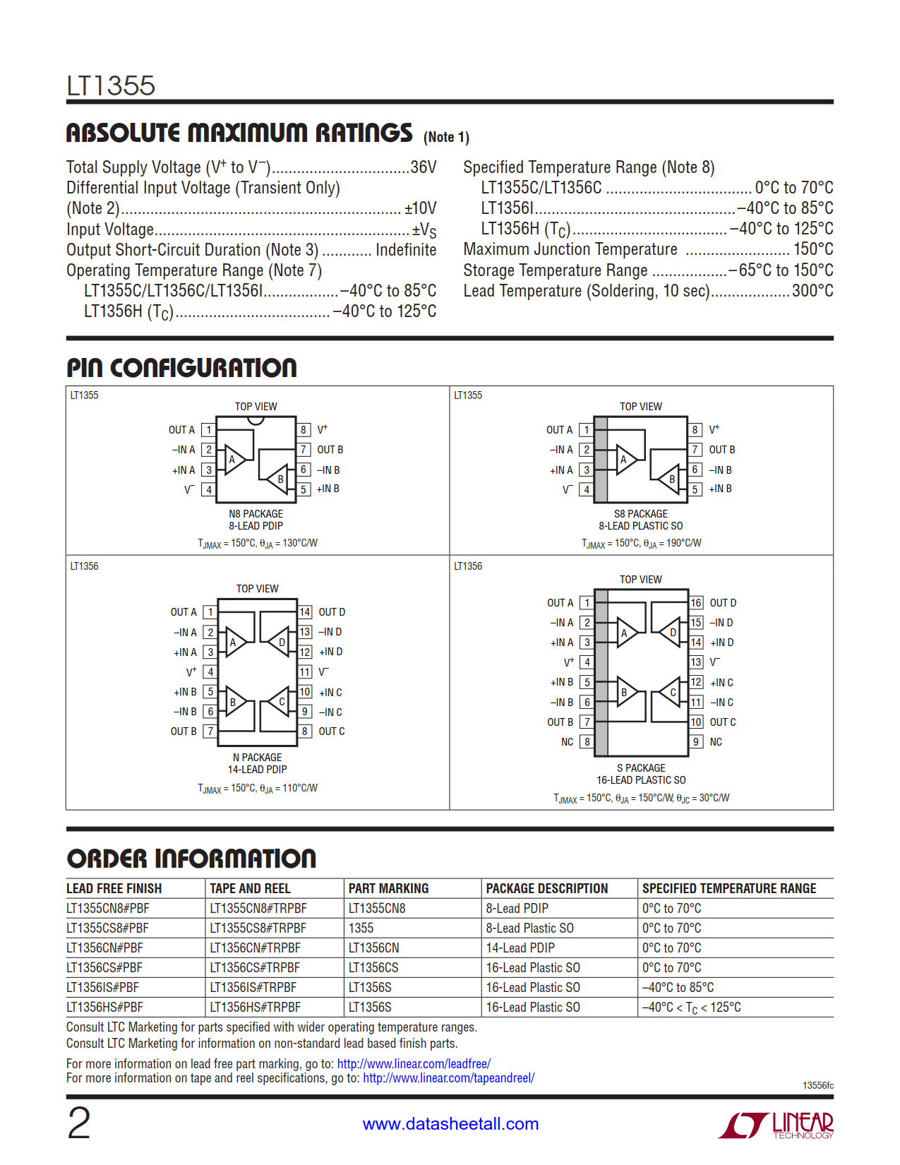 LT1355 Datasheet Page 2