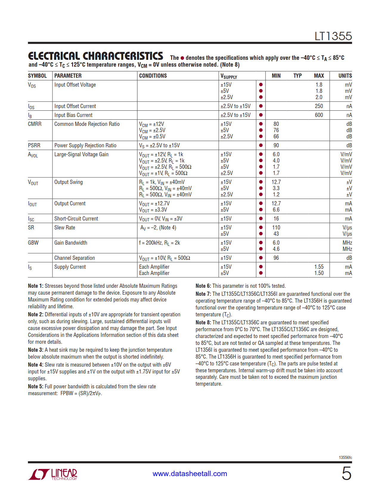 LT1355 Datasheet Page 5