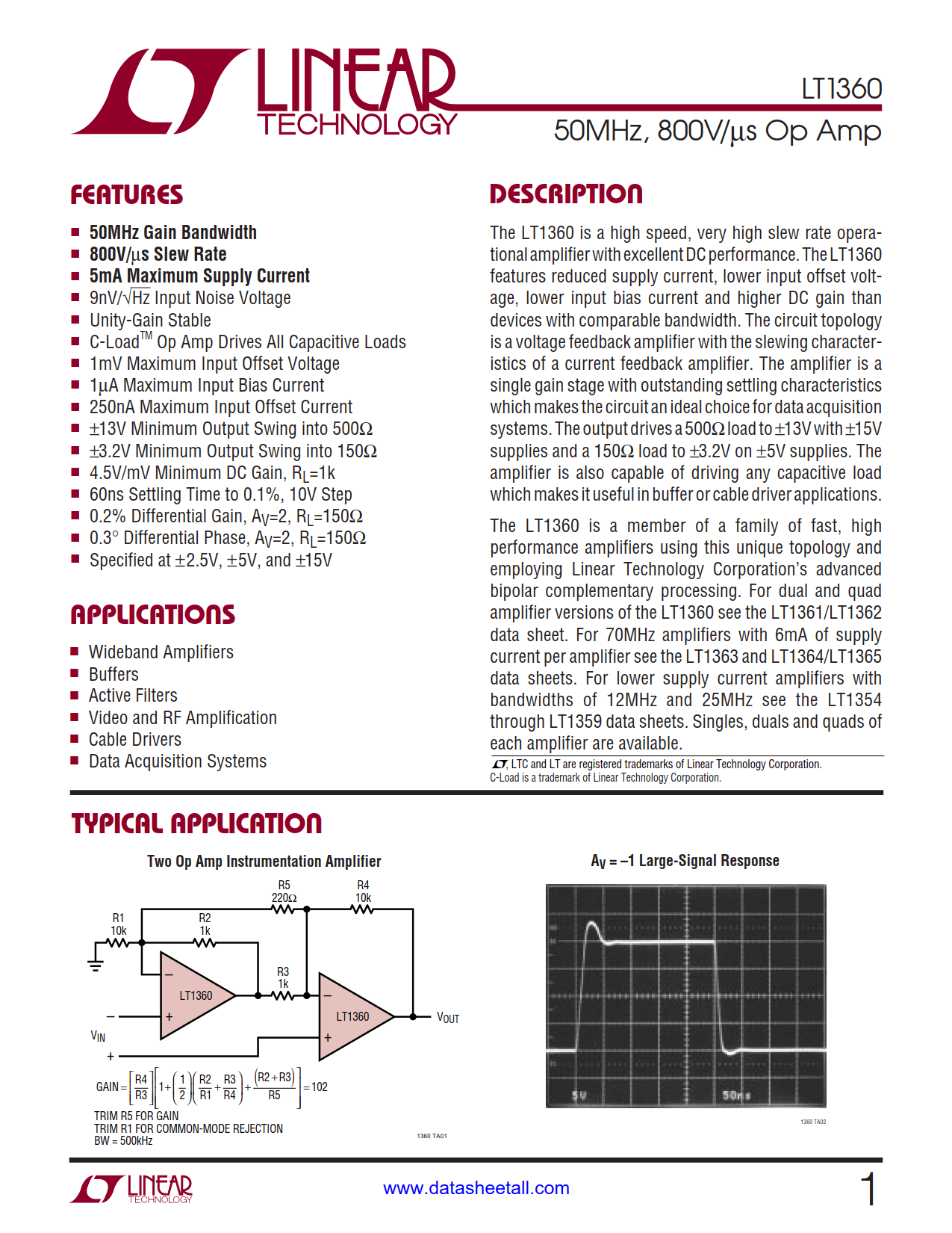 LT1360 Datasheet