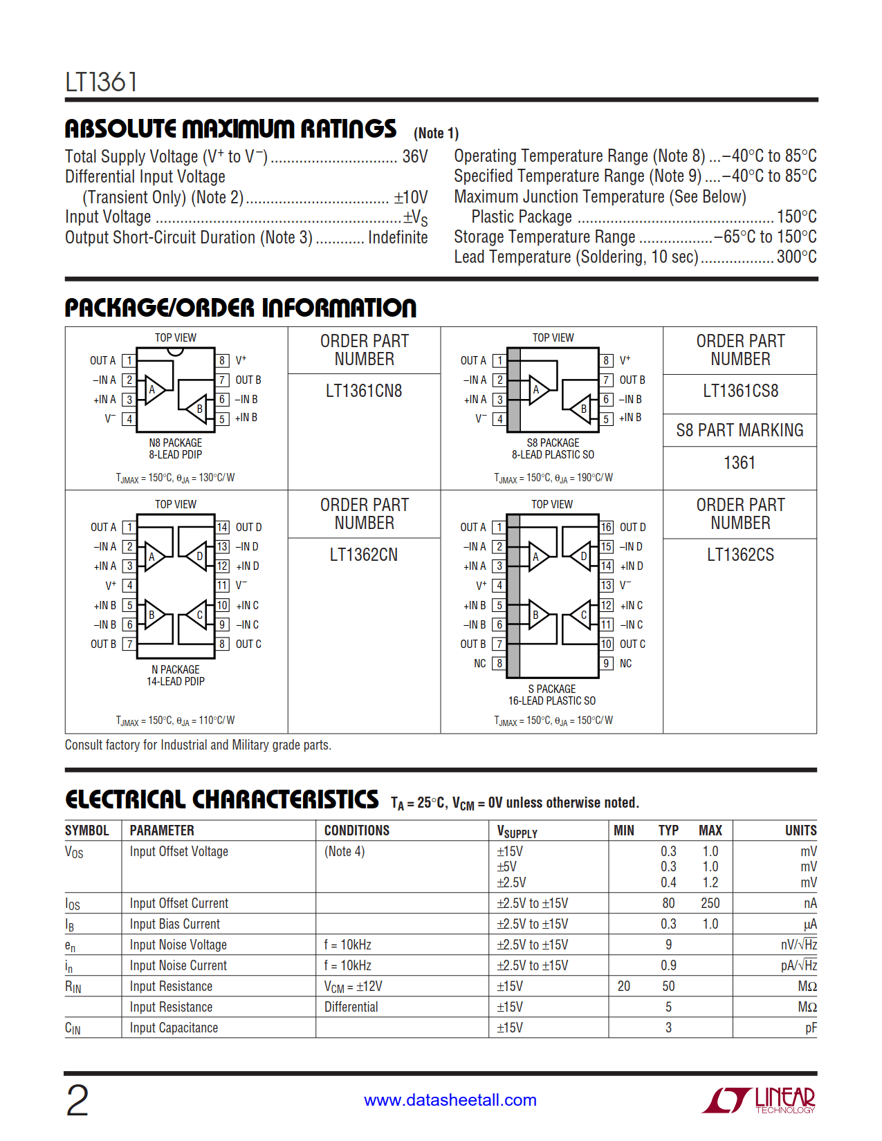 LT1361 Datasheet Page 2