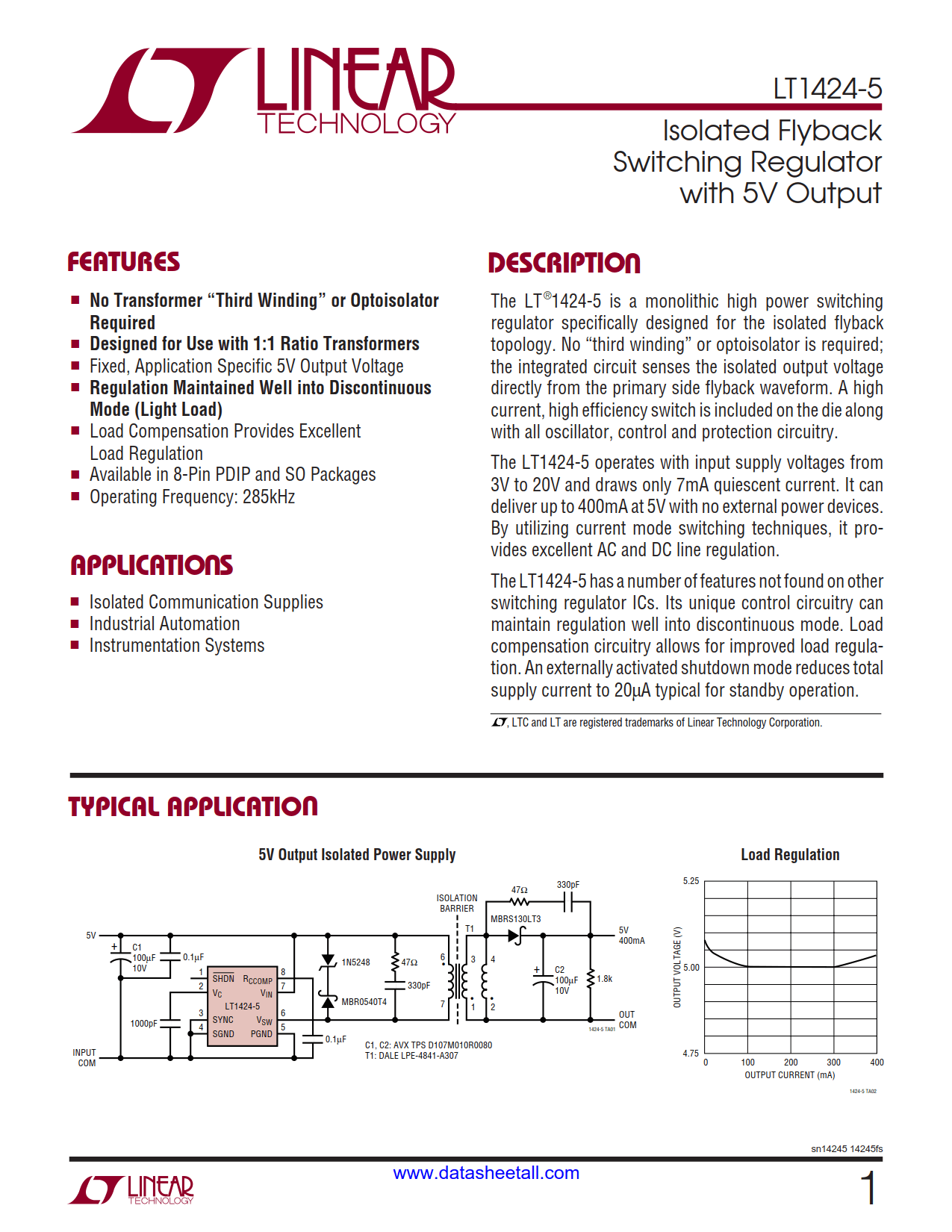 LT1424-5 Datasheet