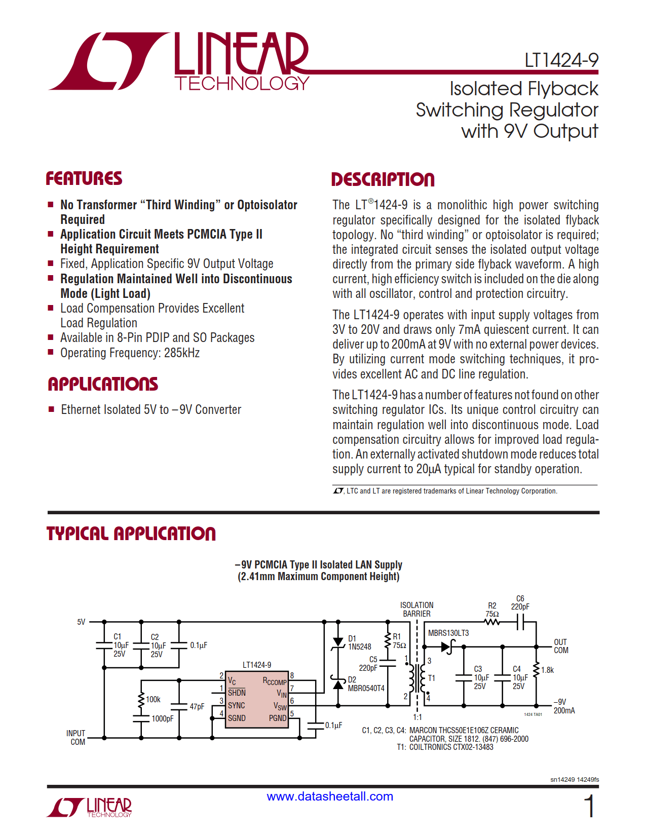 LT1424-9 Datasheet