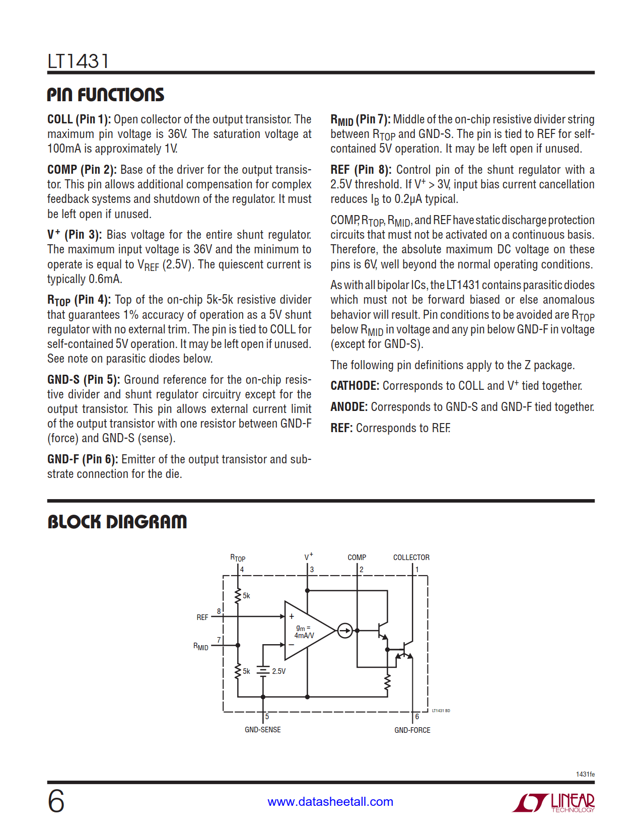 LT1431 Datasheet Page 6