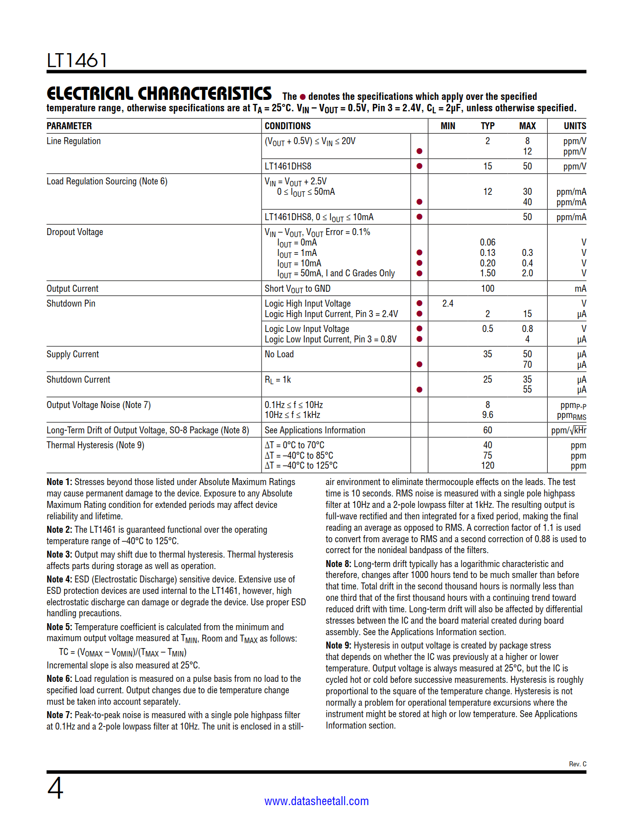 LT1461 Datasheet Page 4