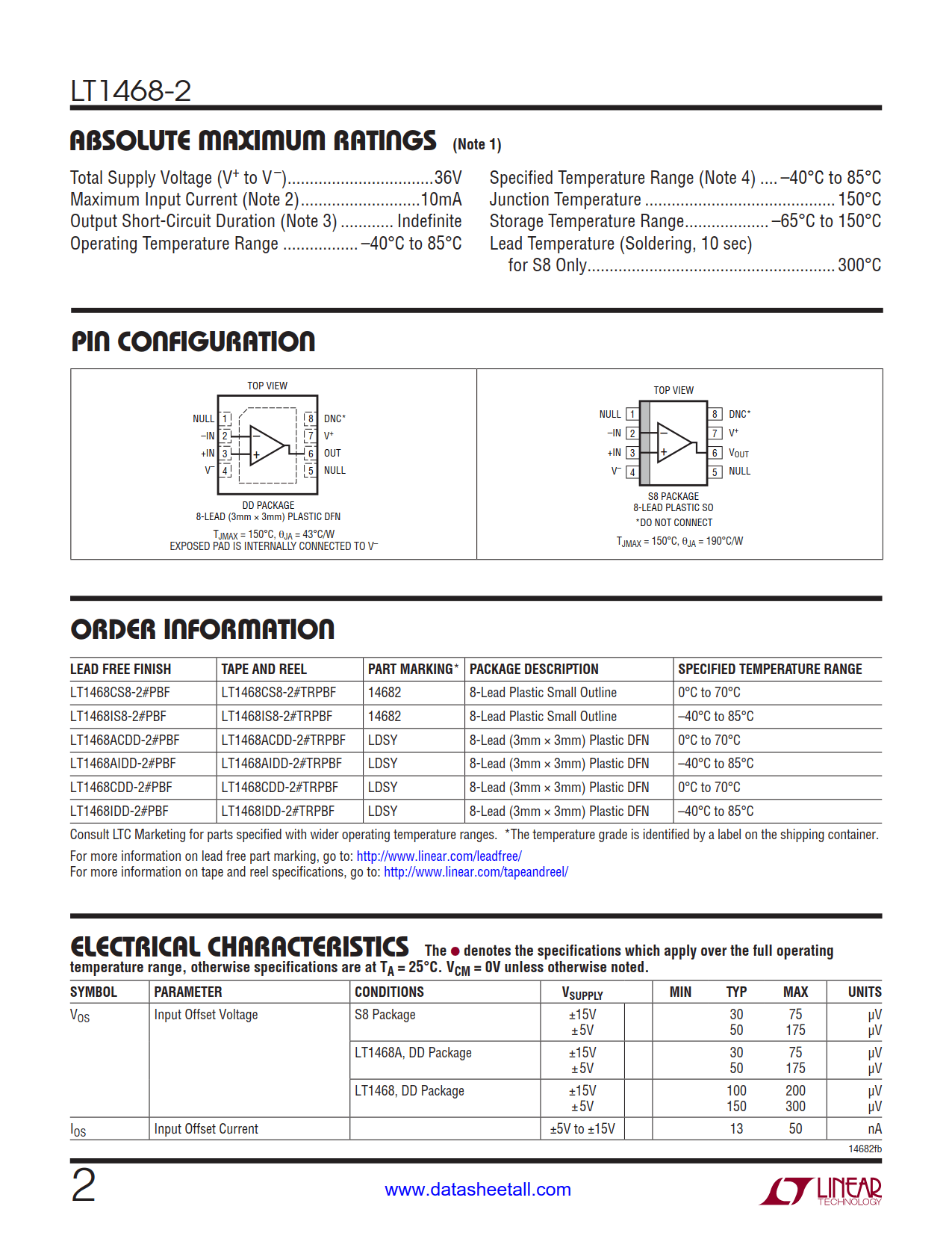 LT1468-2 Datasheet Page 2