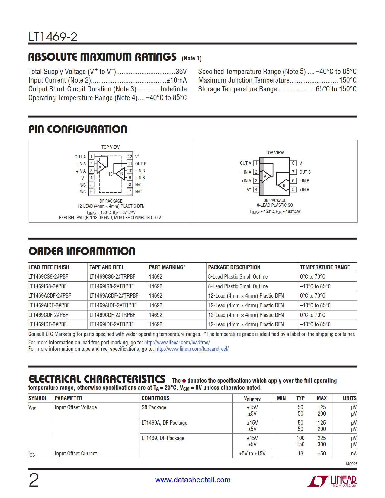 LT1469-2 Datasheet Page 2